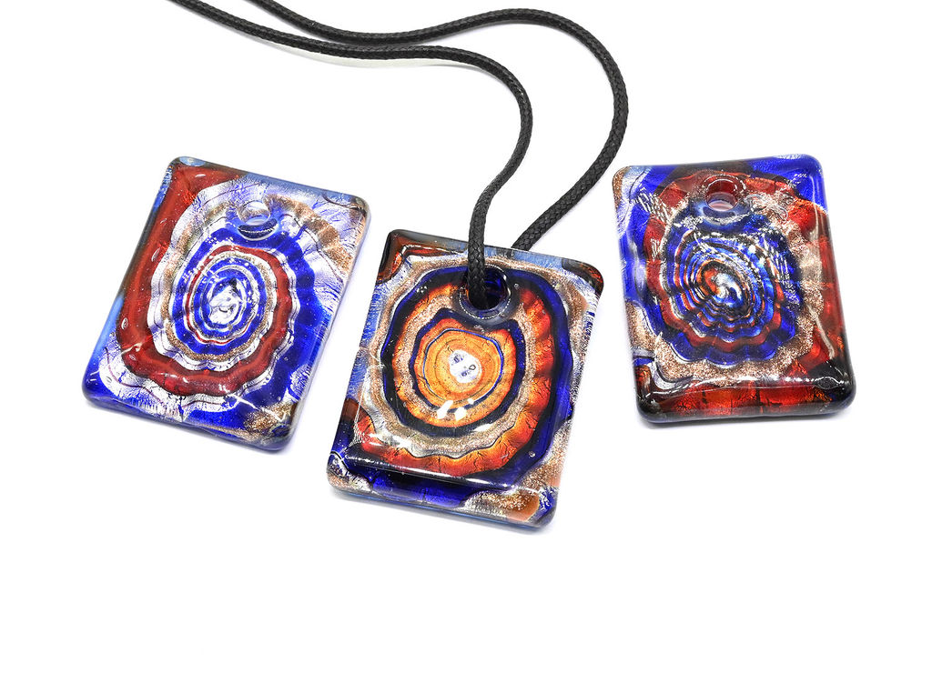 Прямоугольный кулон из муранского стекла 35*45мм цв.голубой - Радуга камня фото 7