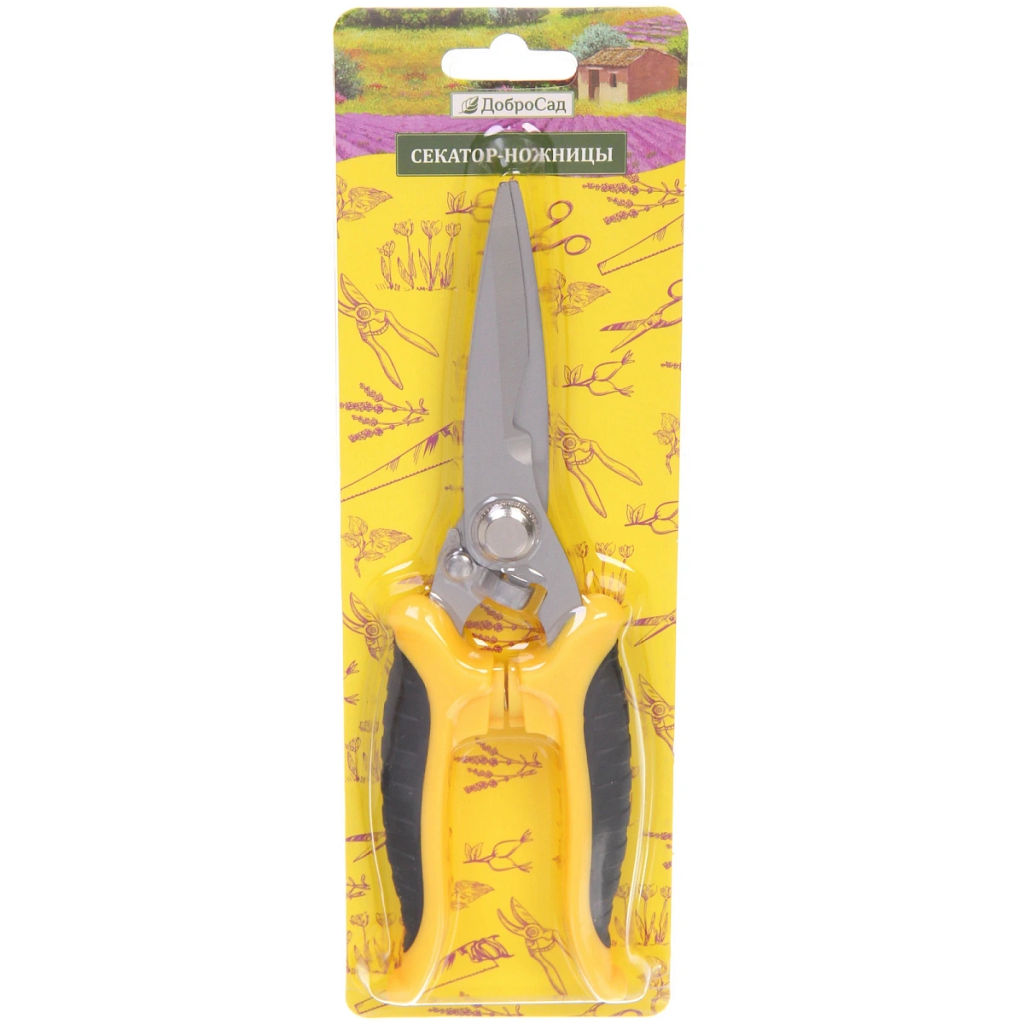 Секатор-ножницы садовые 8" (20см) "Фортуна" пластиковые прорезиненные ручки ДоброСад
