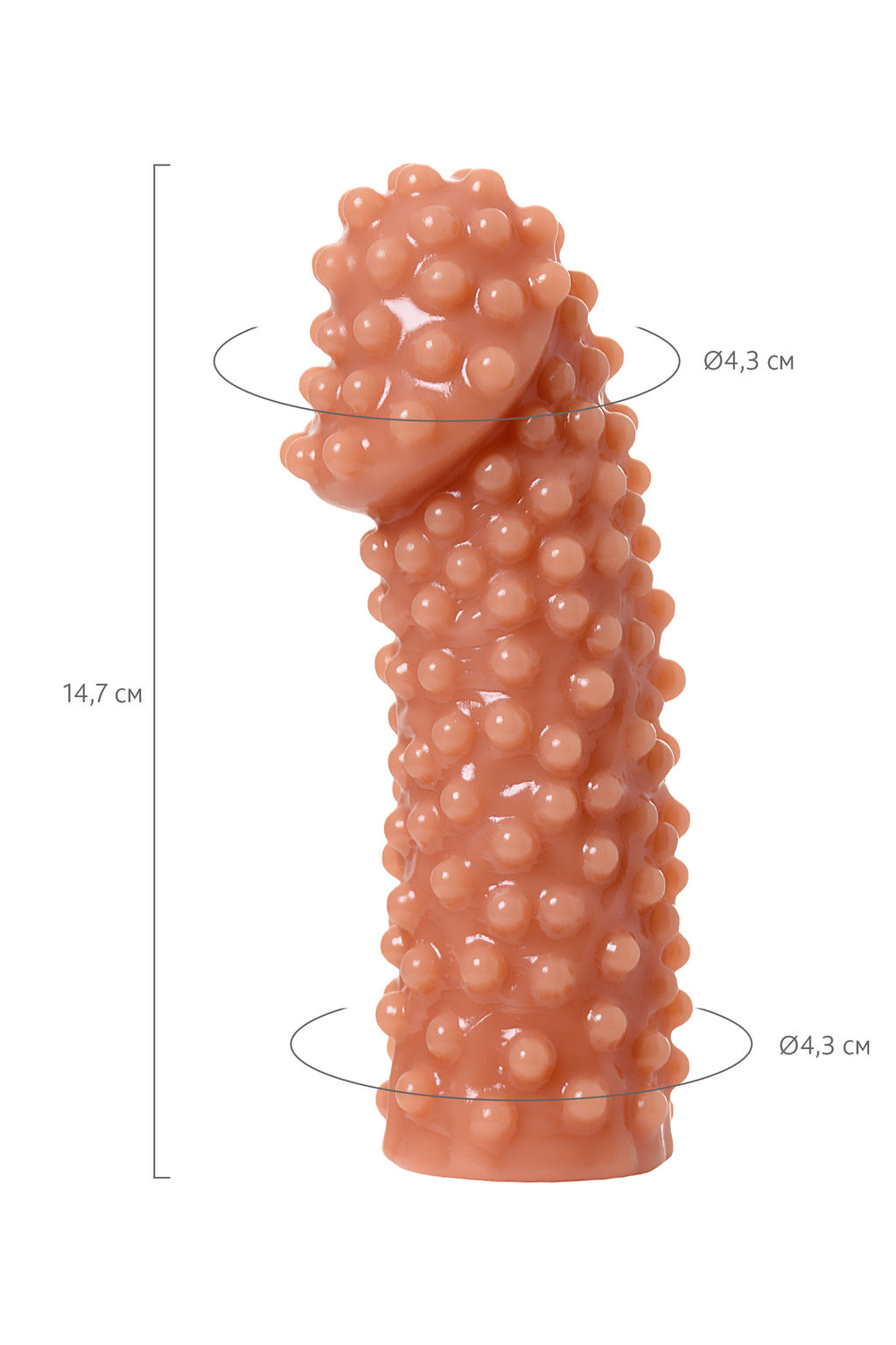 Насадка реалистичная KOKOS EXTREME SLEEVE 10-S с дополнительной стимуляцией, TPE, телесная, 14.7 см