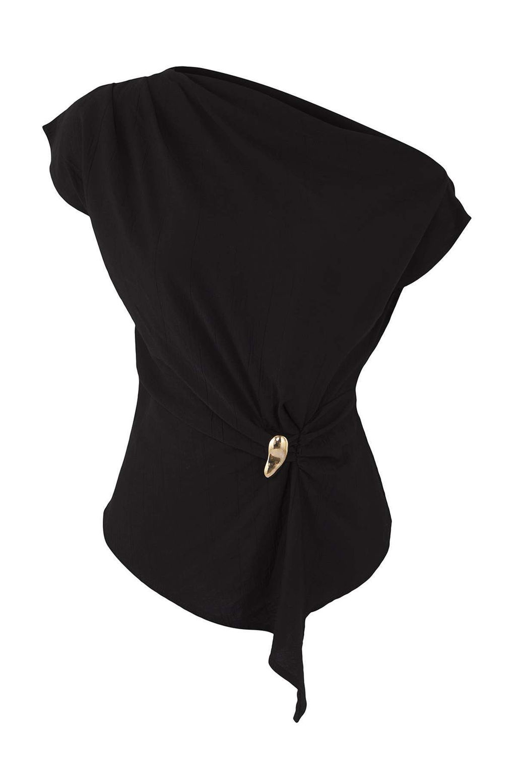 Siyah Kay?k Yaka Fitted Toka Detayl? Dokuma Bluz TWOAW26BZ00058