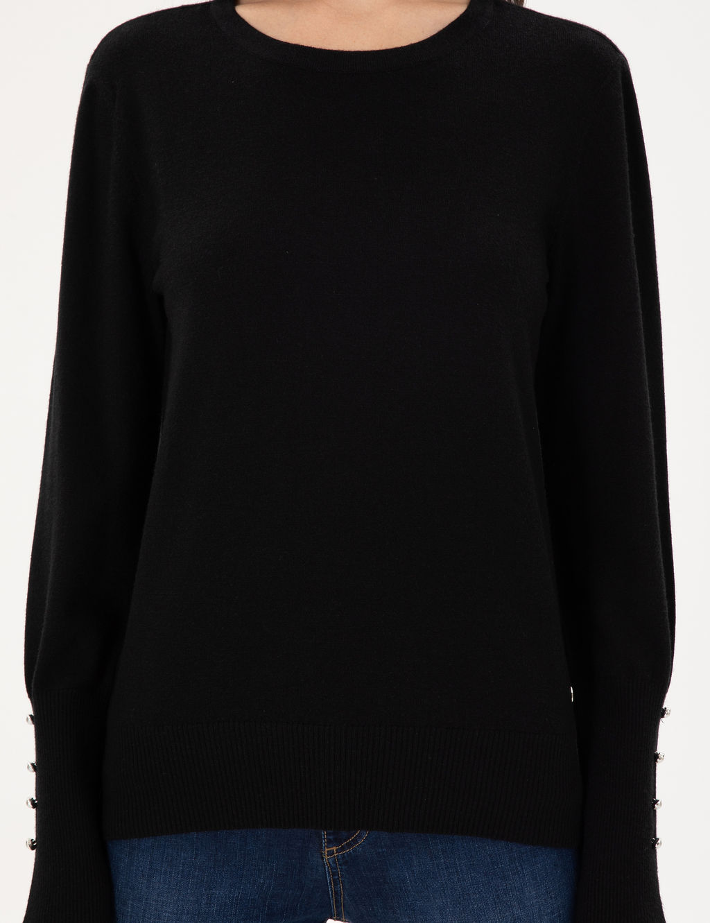 Siyah Slim Fit Basic Kazak