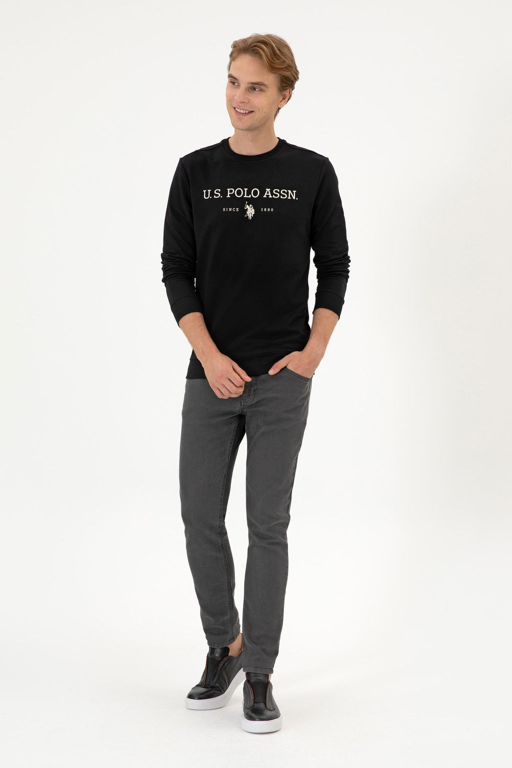 Erkek Regular Fit Bisiklet Yaka Siyah _nce Basic Sweatshirt Sepette S_rpriz _ndirim - U.s. polo assn фото 4