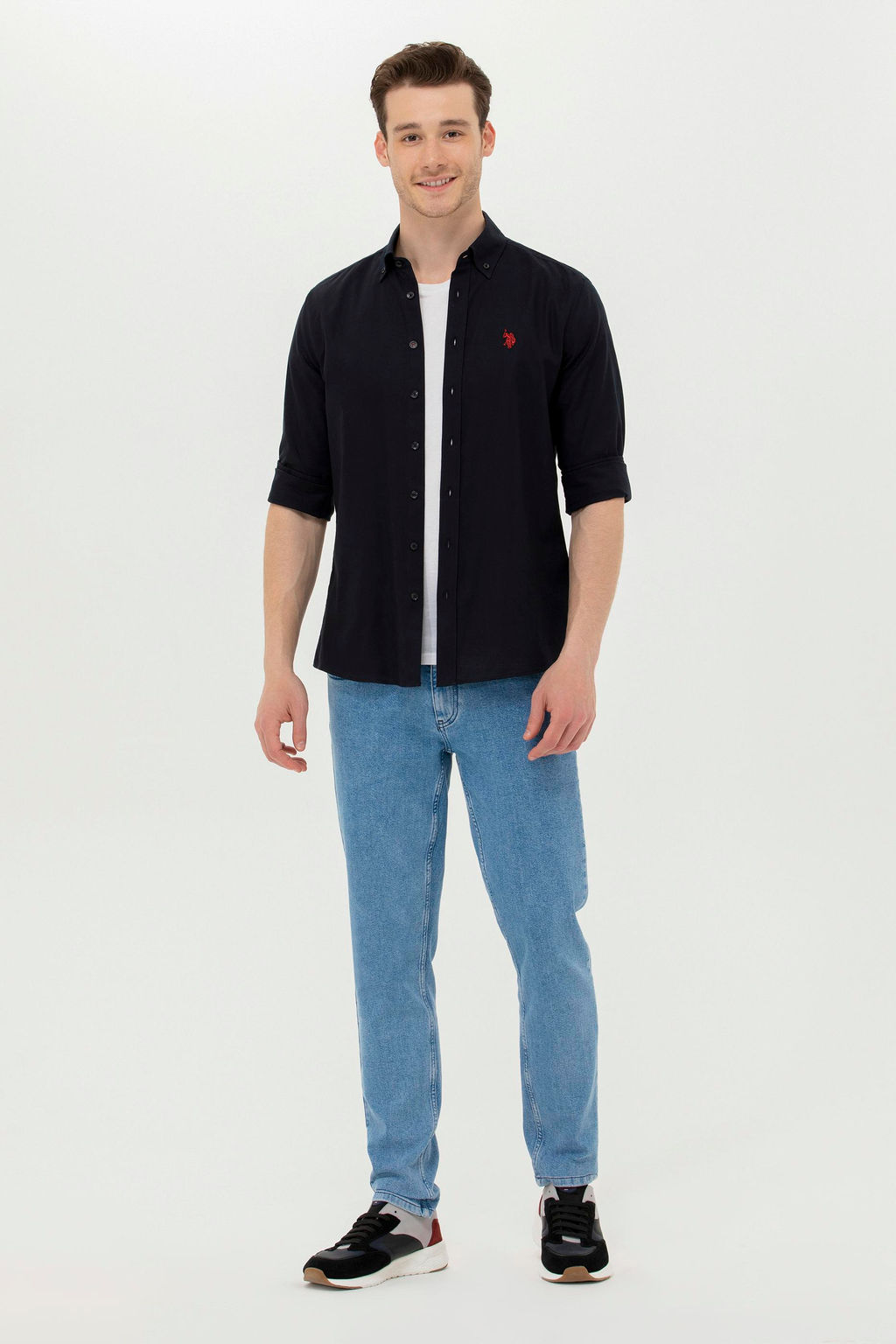 U. S. Polo Assn Мужская черная базовая рубашка с длинным рукавом - U.s. polo assn фото 4