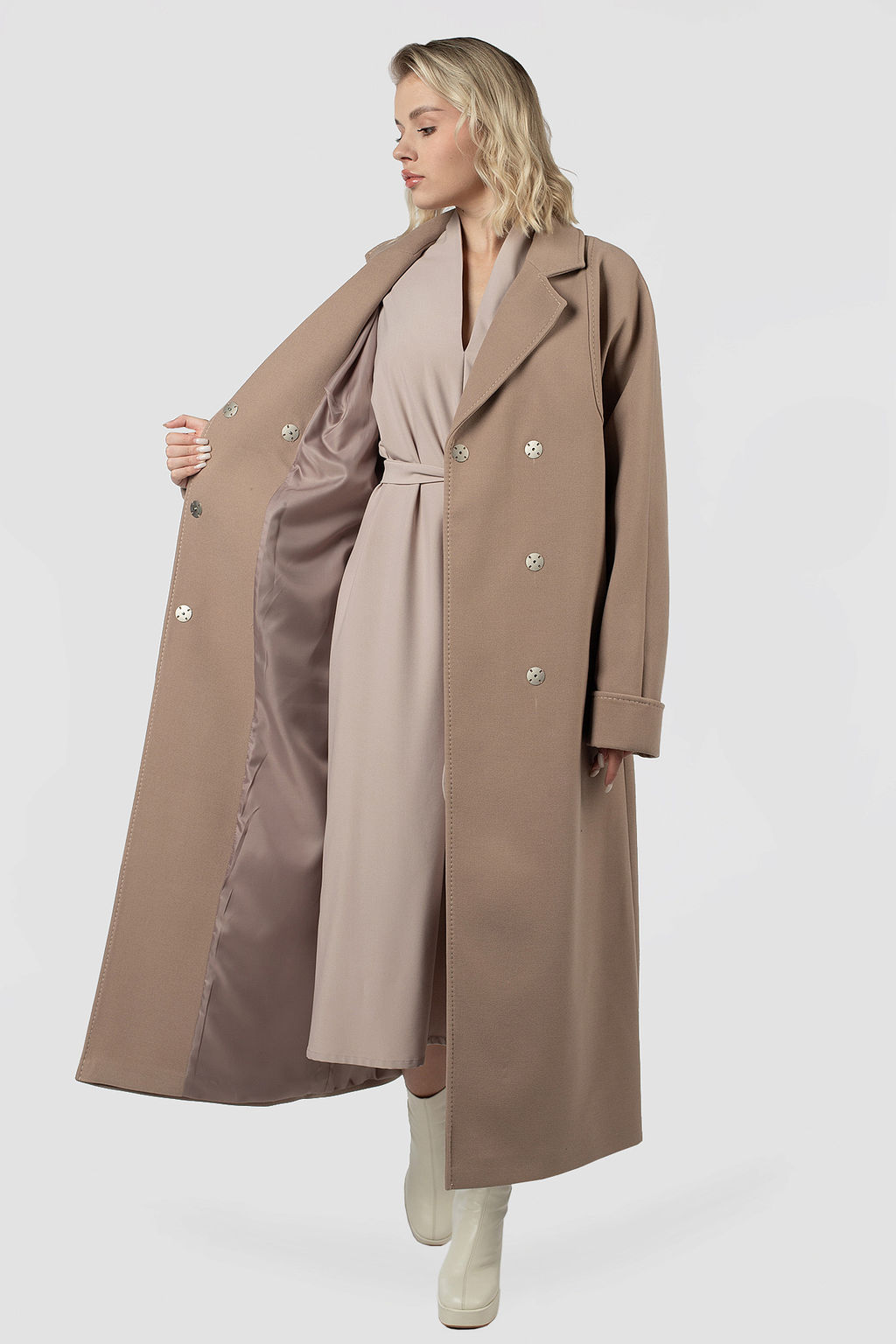 01-12022 Пальто женское демисезонное (пояс) - El podio фото 2