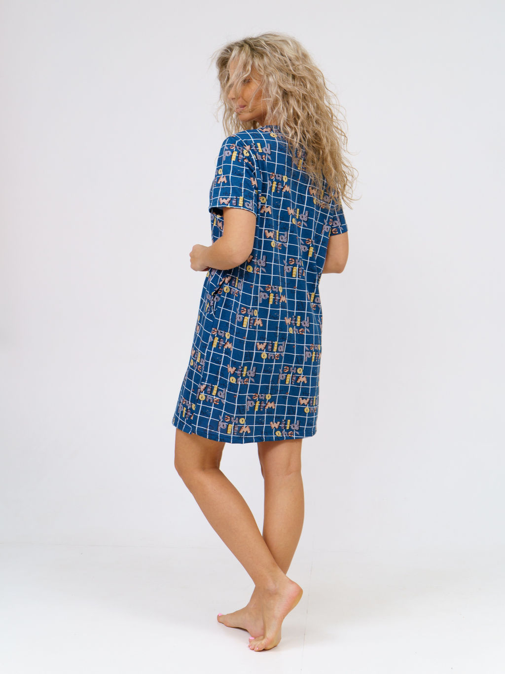 858 Туника "Клетка/индиго"