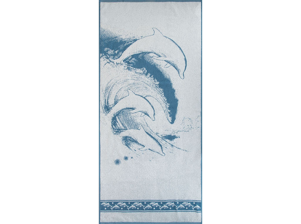 6с102.411ж1 Дельфины (морская пена1) Полотенце махровое 67х150см