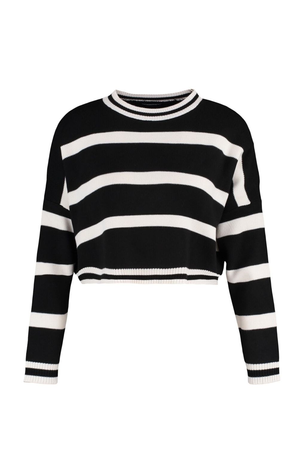 Siyah Crop Cizgili Triko Kazak TWOAW23KZ00205 - Trendyolmilla фото 5