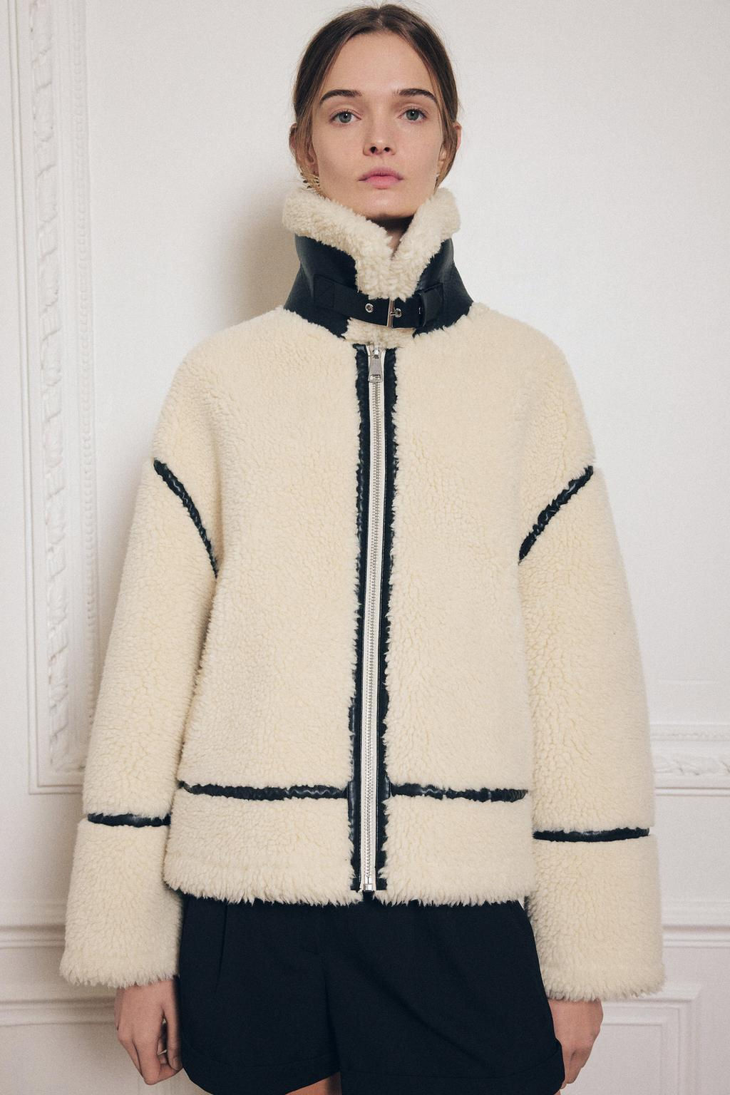 FAUX SHEARLING BIKER JACKET ZW COLLECTION - Zara фото 12