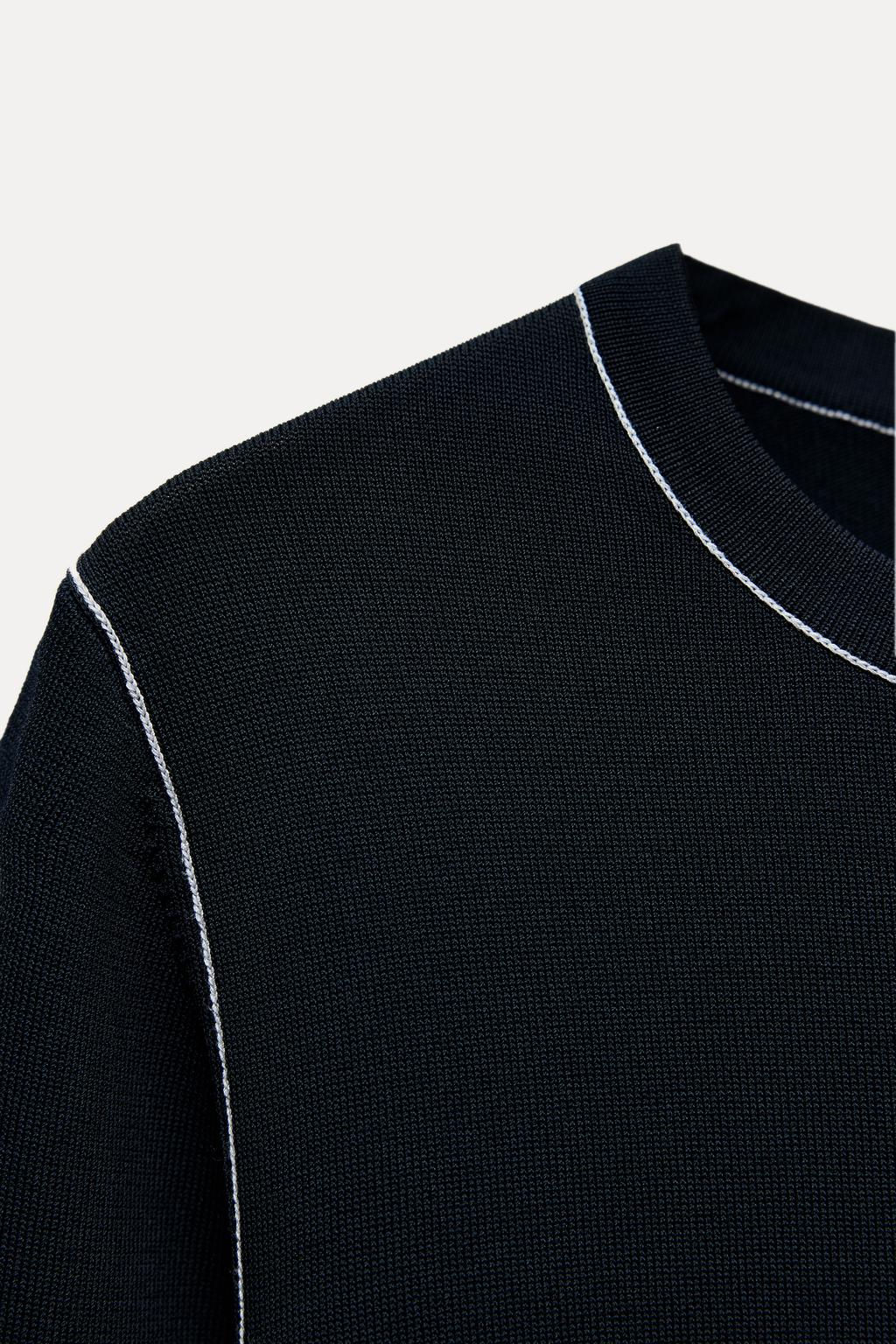PLAIN KNIT TOP WITH CONTRAST TRIMS - Zara фото 7