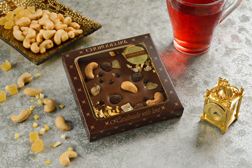 Шоколад молочный с украшением Кешью, ананас, апельсин 75 гр - Chokodelika фото 4