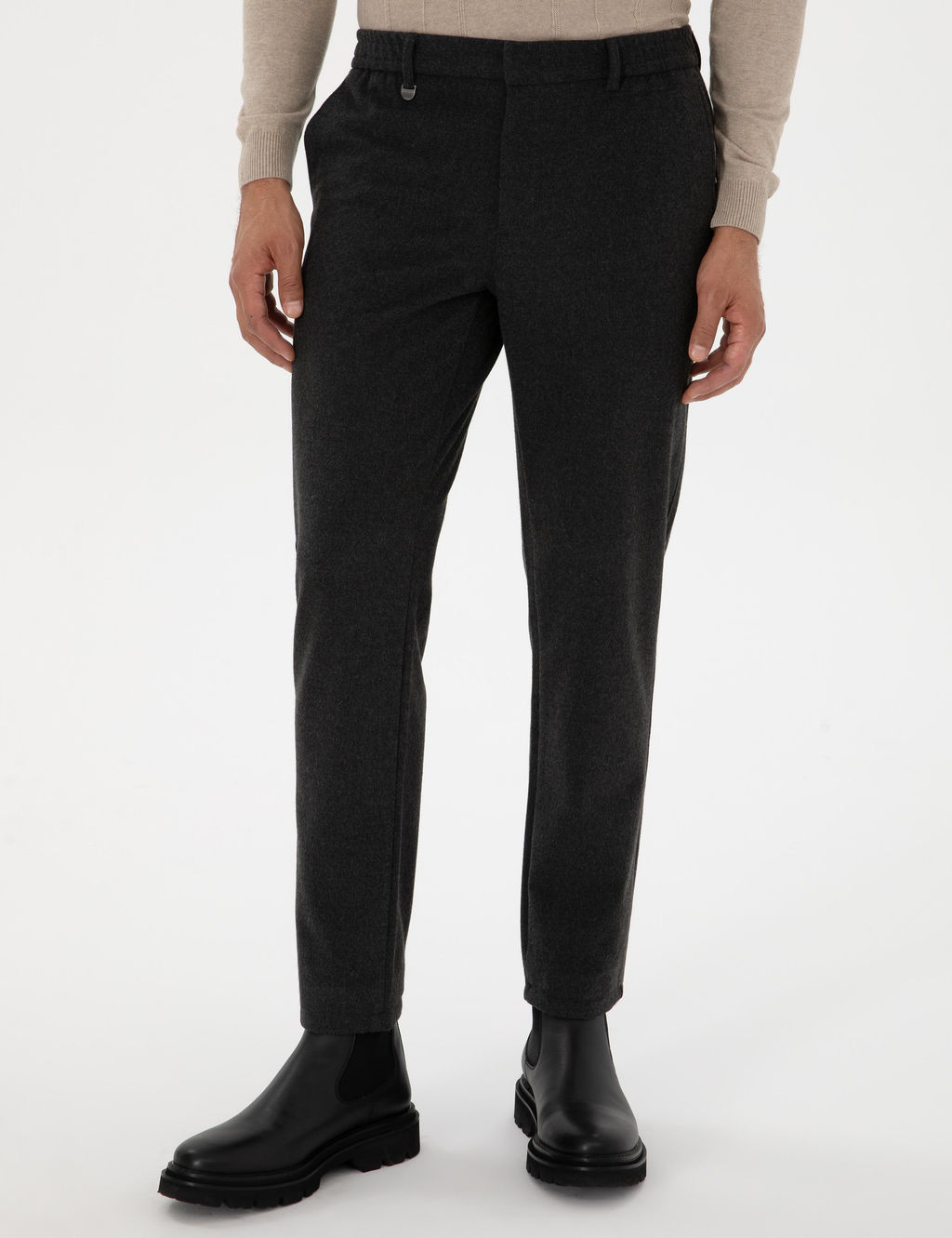 Antrasit Slim Fit Flanel Dokulu Kuma_ Pantolon - Pierre cardin фото 2