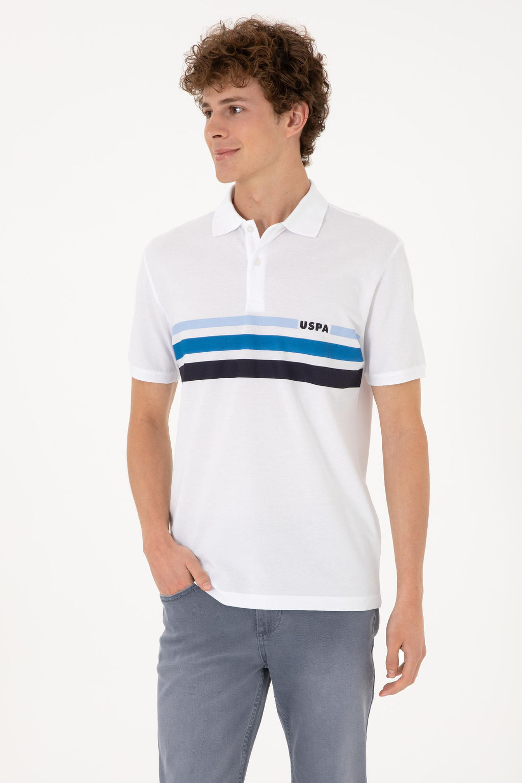 Erkek Regular Fit Polo Yaka Beyaz Ti__rt Sepette S_rpriz _ndirim