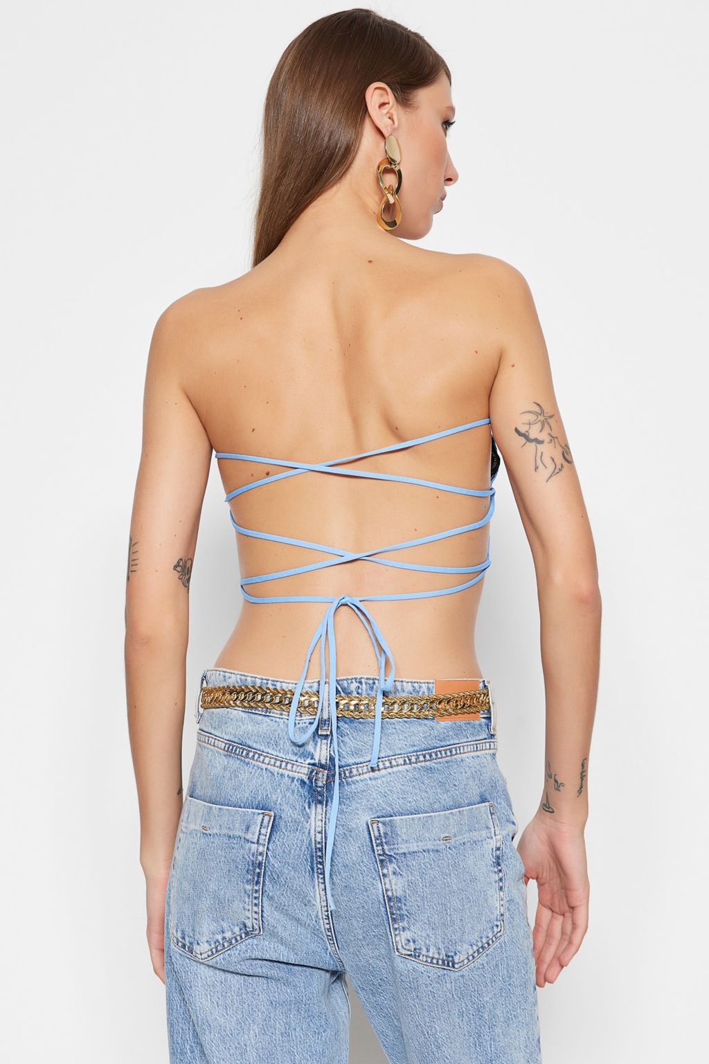 Ac?k Mavi Crop Triko Biyeli Bluz TPRSS23BZ00066 - Trendyolmilla фото 7