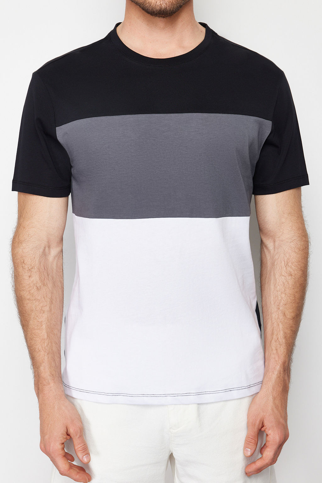 TRENDYOL MAN Siyah Regular/Normal Kesim Renk Bloklu %100 Pamuklu T-Shirt TMNSS24TS00076 - Trendyolmilla фото 9