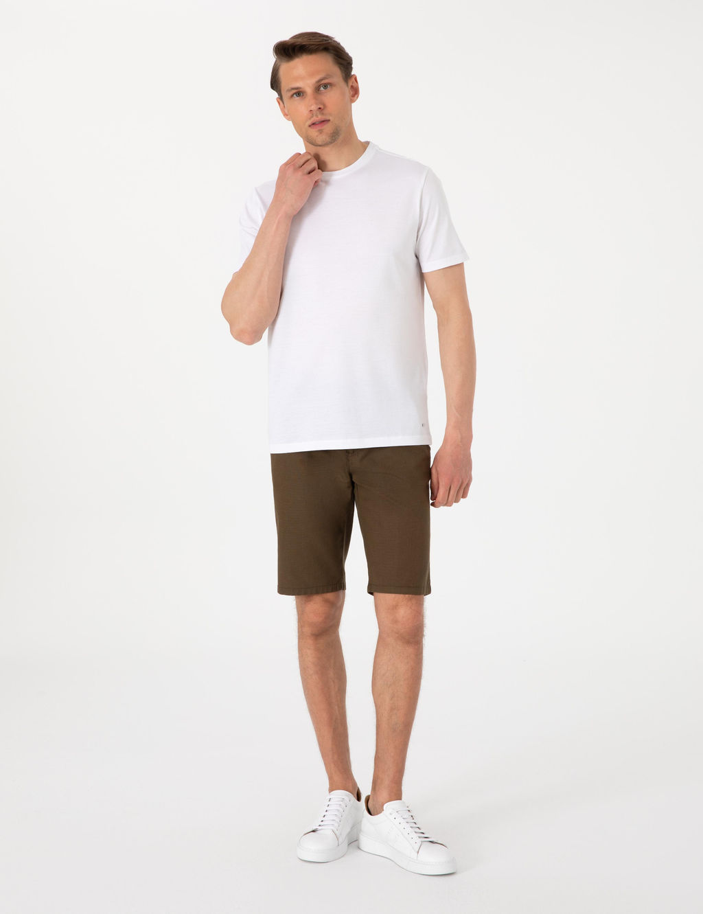 Beyaz Slim Fit Merserize Basic Ti__rt - Pierre cardin фото 11