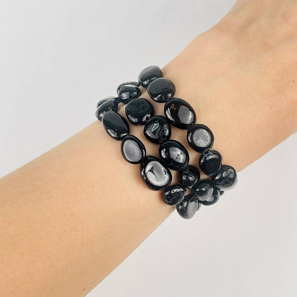 Бусины для украшений из черного Турмалина (Шерл) (галтовка) 39 см