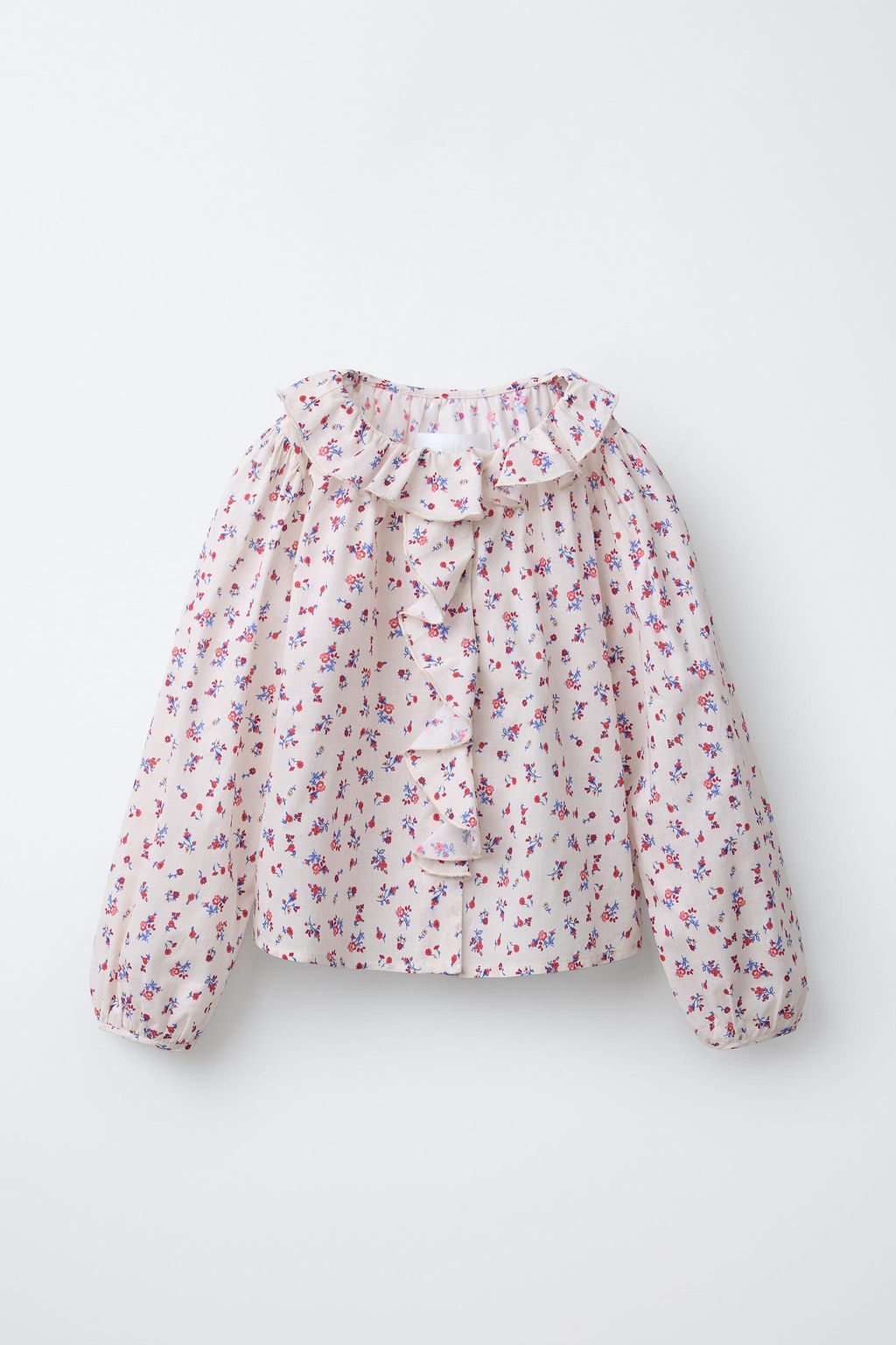 FLORAL SHIRT WITH RUFFLE TRIM - Zara фото 7