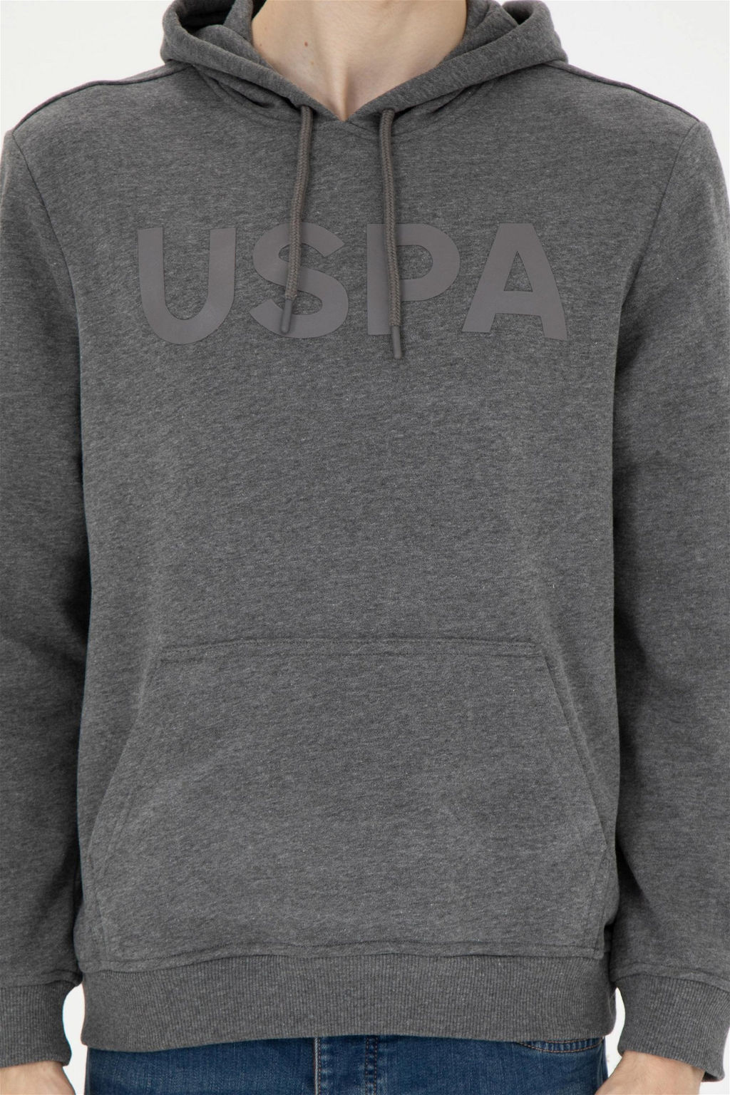 Свитшот мужской U. S. Polo Assn базовый антрацитовый меланж из хлопка - U.s. polo assn фото 6