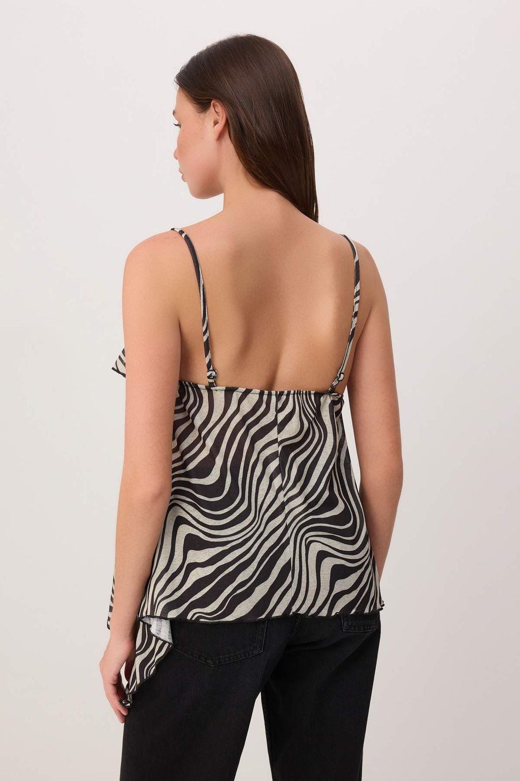 Cok Renkli Zebra Bask?l? Regular/Normal Kal?p Kare Yaka Ince Ask?l? Kopuk Orme Bluz TWOSS26BZ00619 - Trendyolmilla фото 4