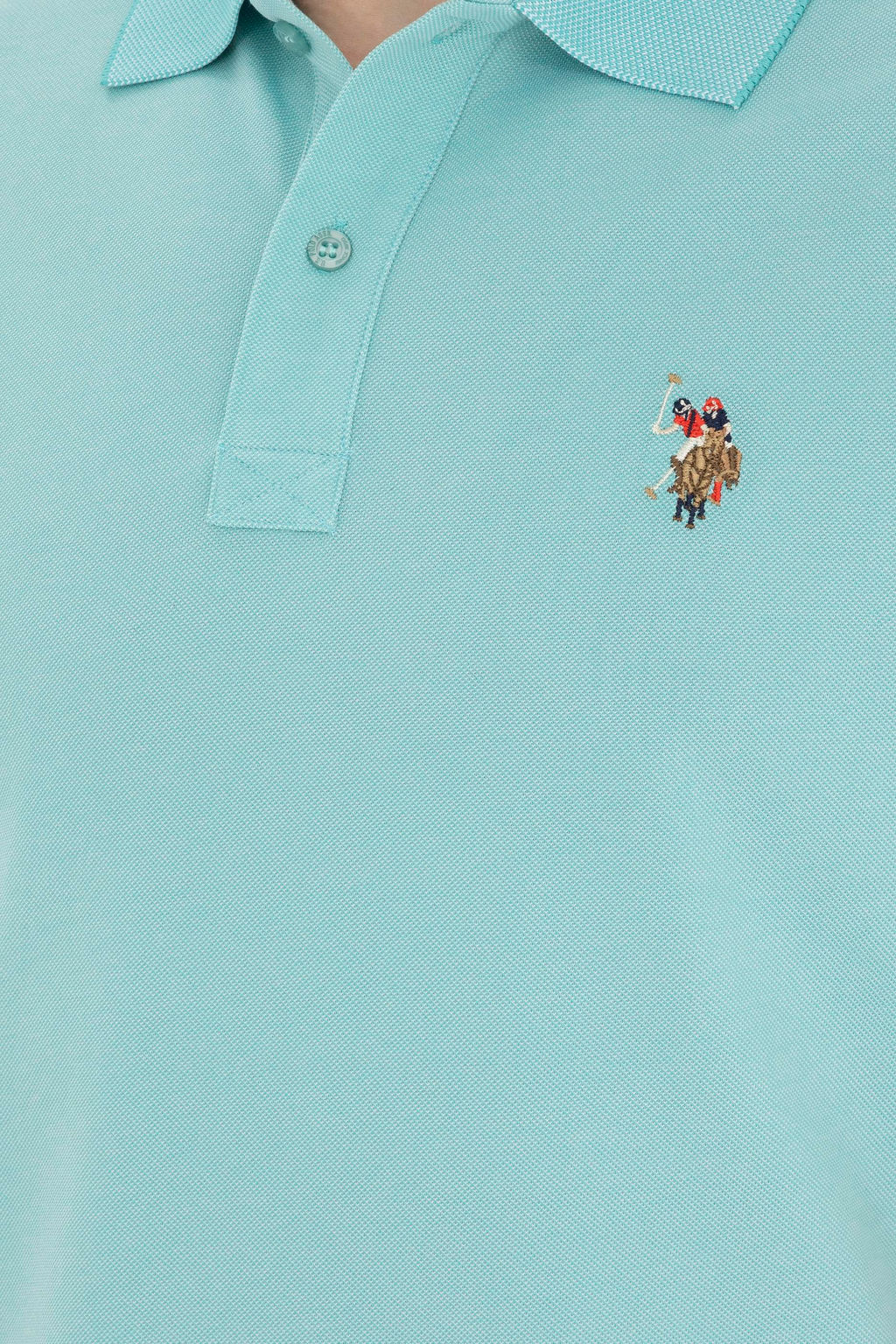 Мужская мятная базовая футболка с воротником-поло - U.s. polo assn фото 7