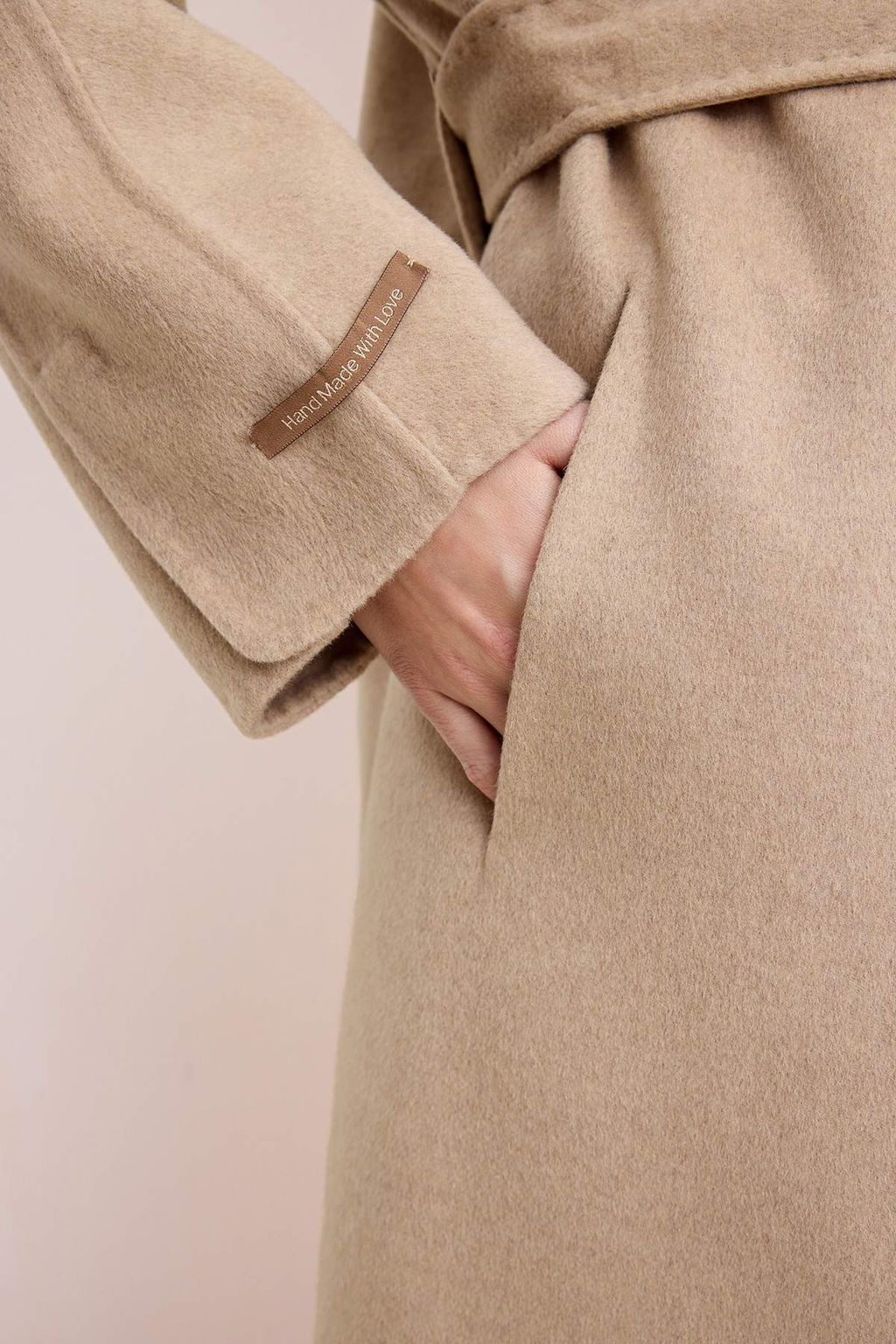 Vizon %100 Yunlu Handmade Baglamal? Oversize Uzun Kaban TWOAW26KB00077 - Trendyolmilla фото 4