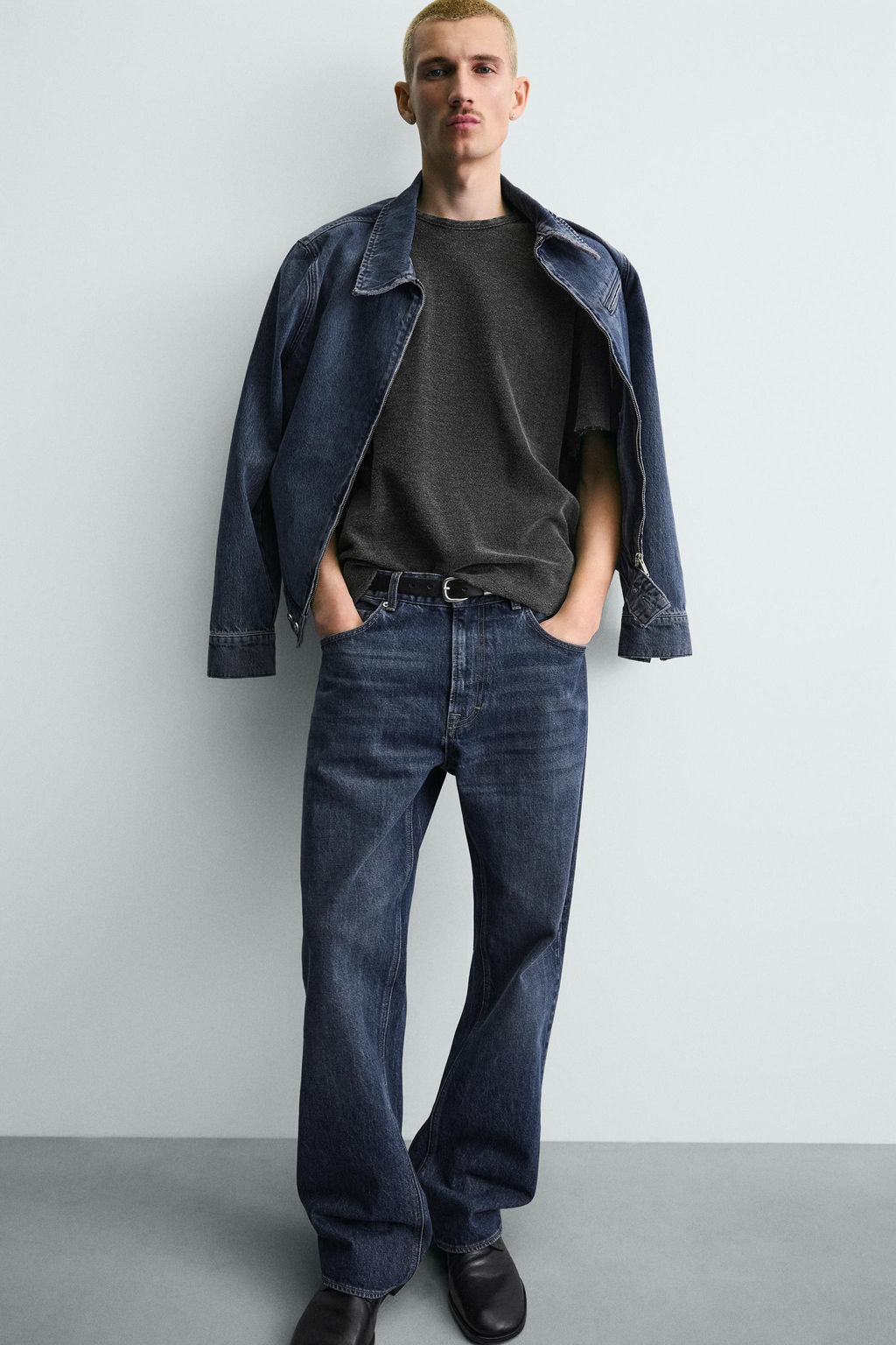 CAMISETA PUNTO LAVADA / Negro