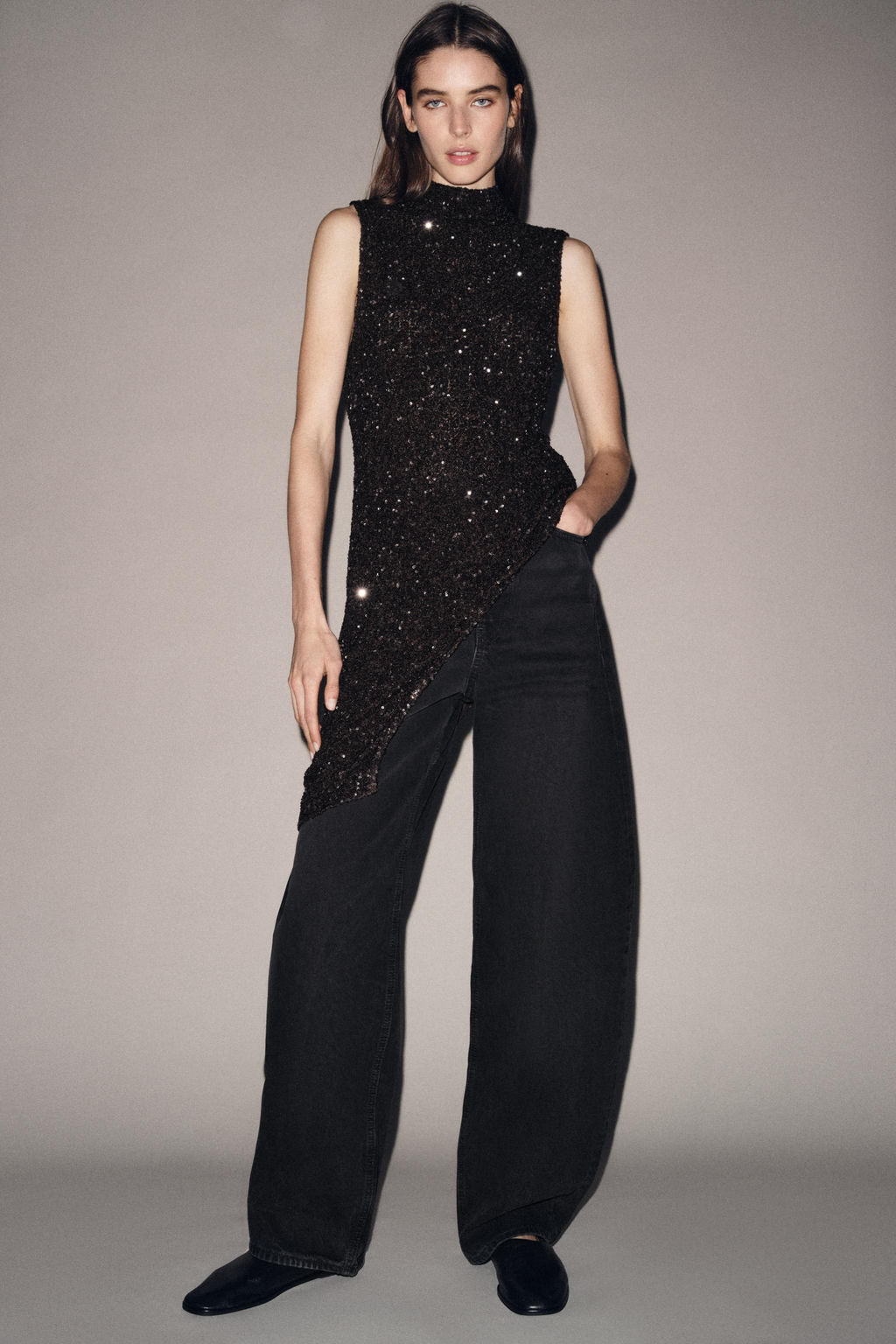 ZW COLLECTION ASYMMETRIC SEQUIN TOP