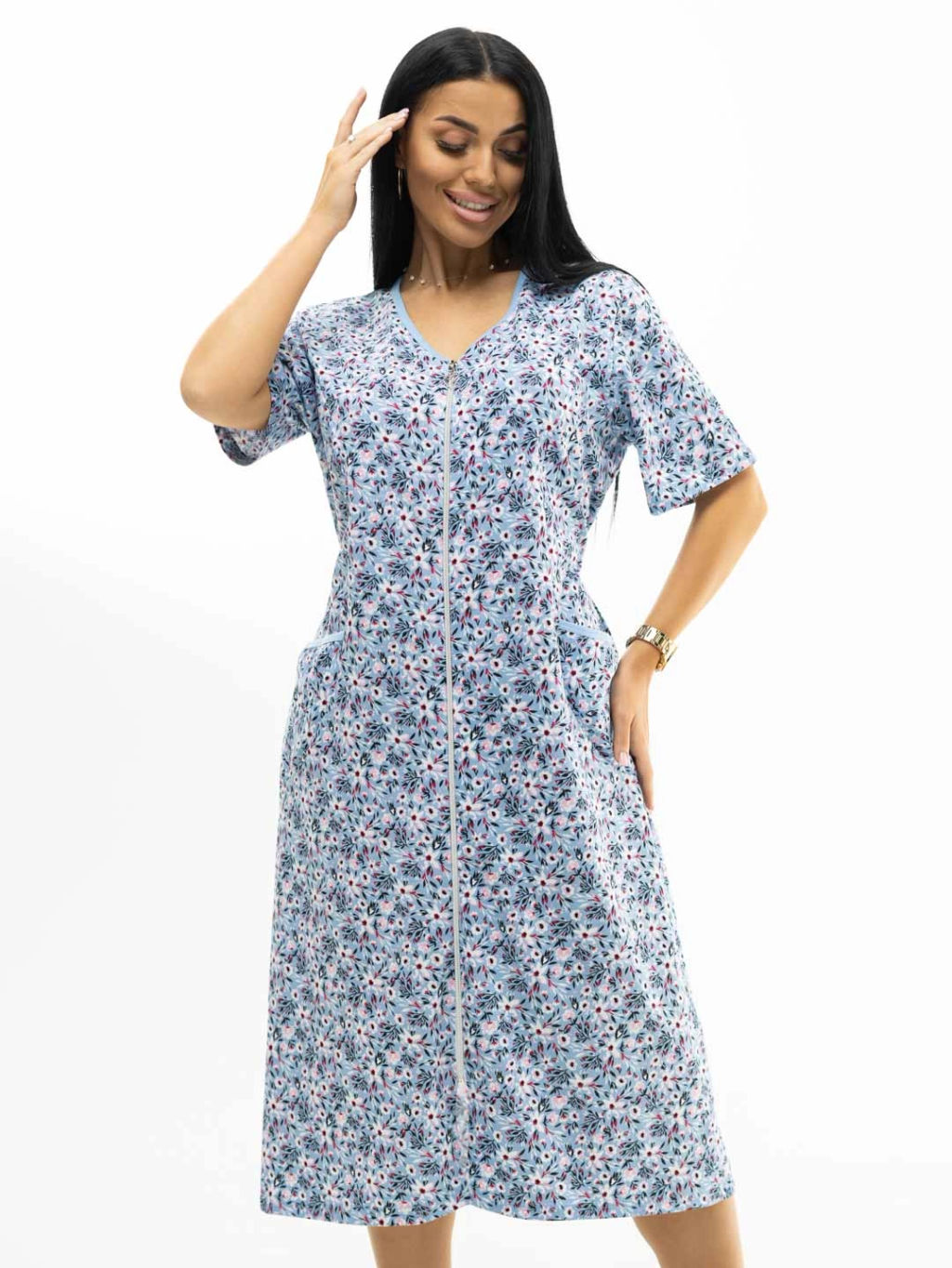 Халат женский, цвет голубой