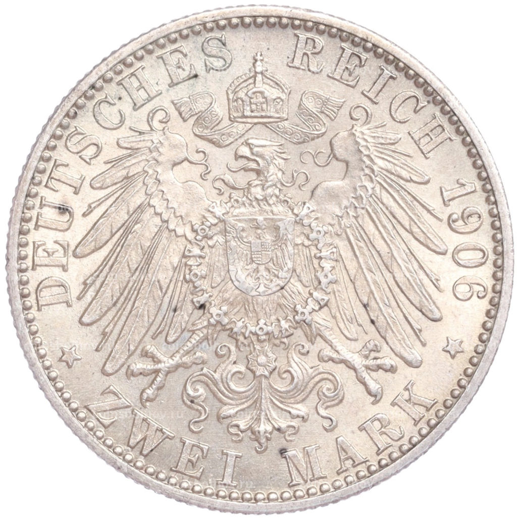 2 марки 1906 года Германия (Баден) 50 лет свадьбе Фридриха I и Луизы Прусской