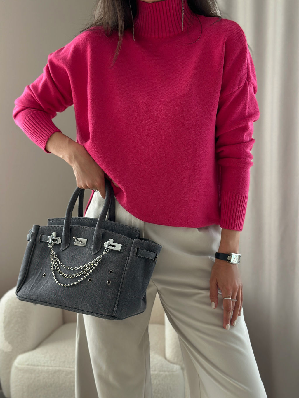 Свитер Дейн (фуксия) One Size - Nadi bordo фото 12