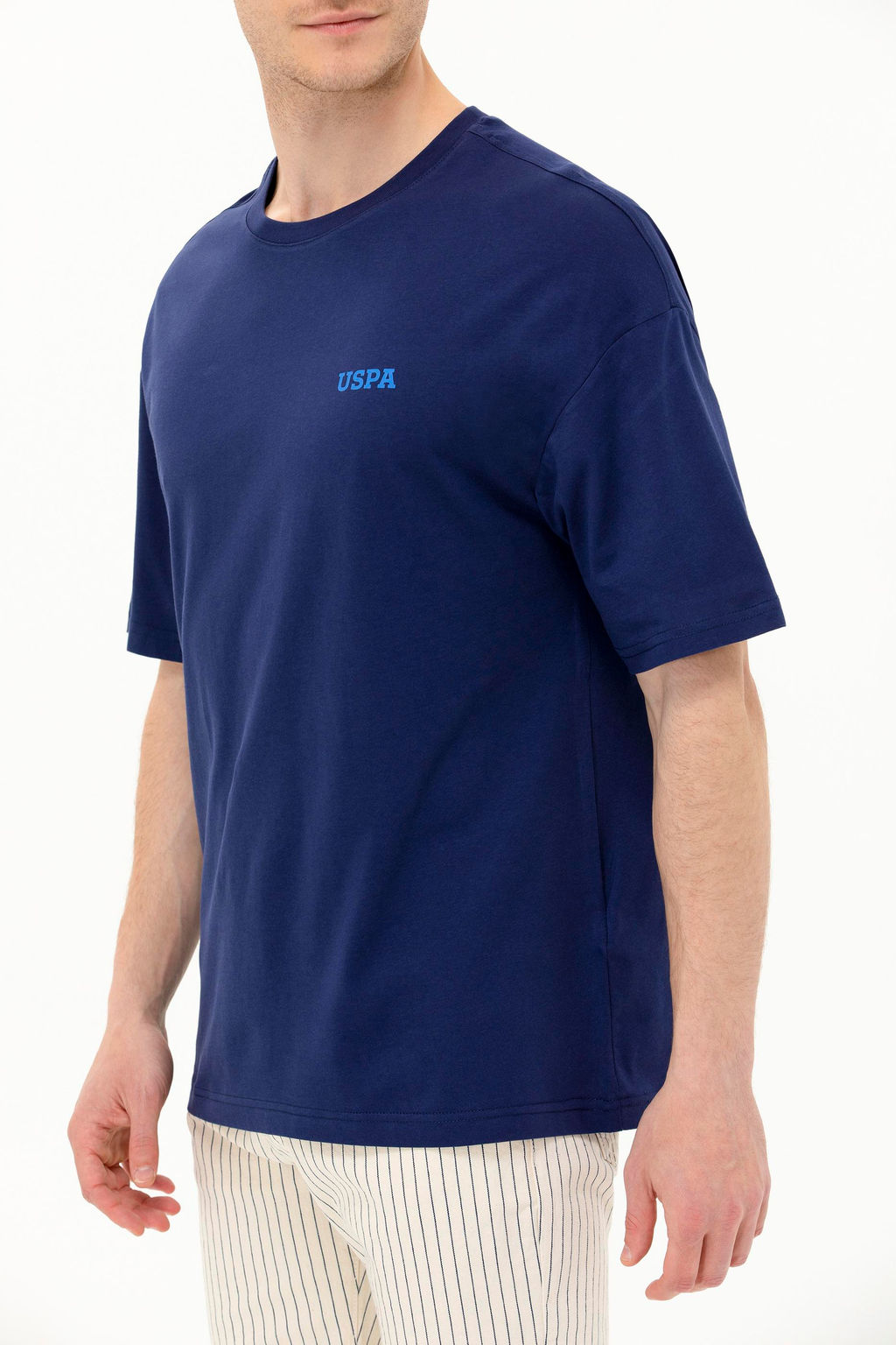 Erkek Lacivert Oversize Bisiklet Yaka Ti__rt