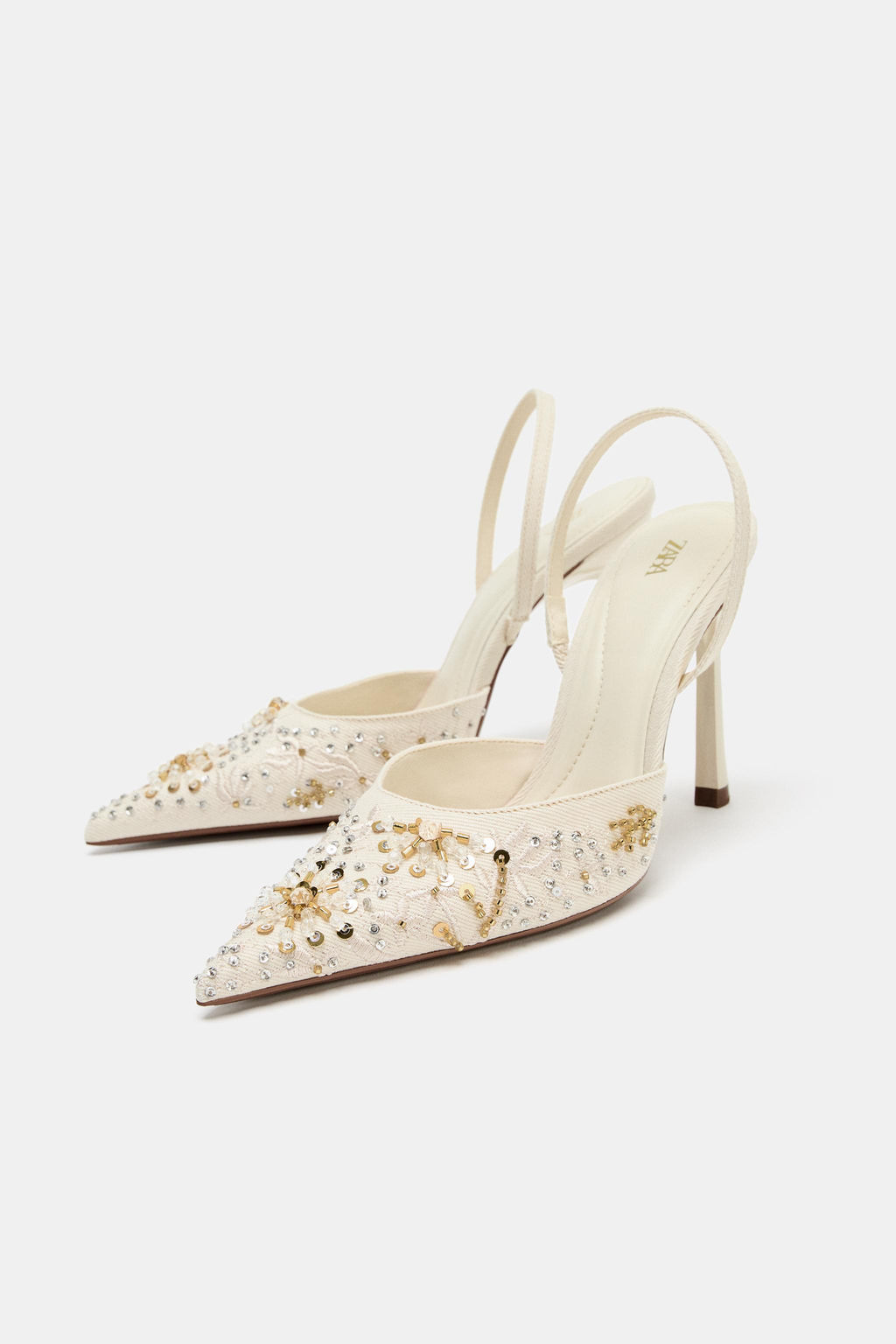 ZAPATO TAC?N DESTALONADO BRILLOS / Crudo - Zara фото 2