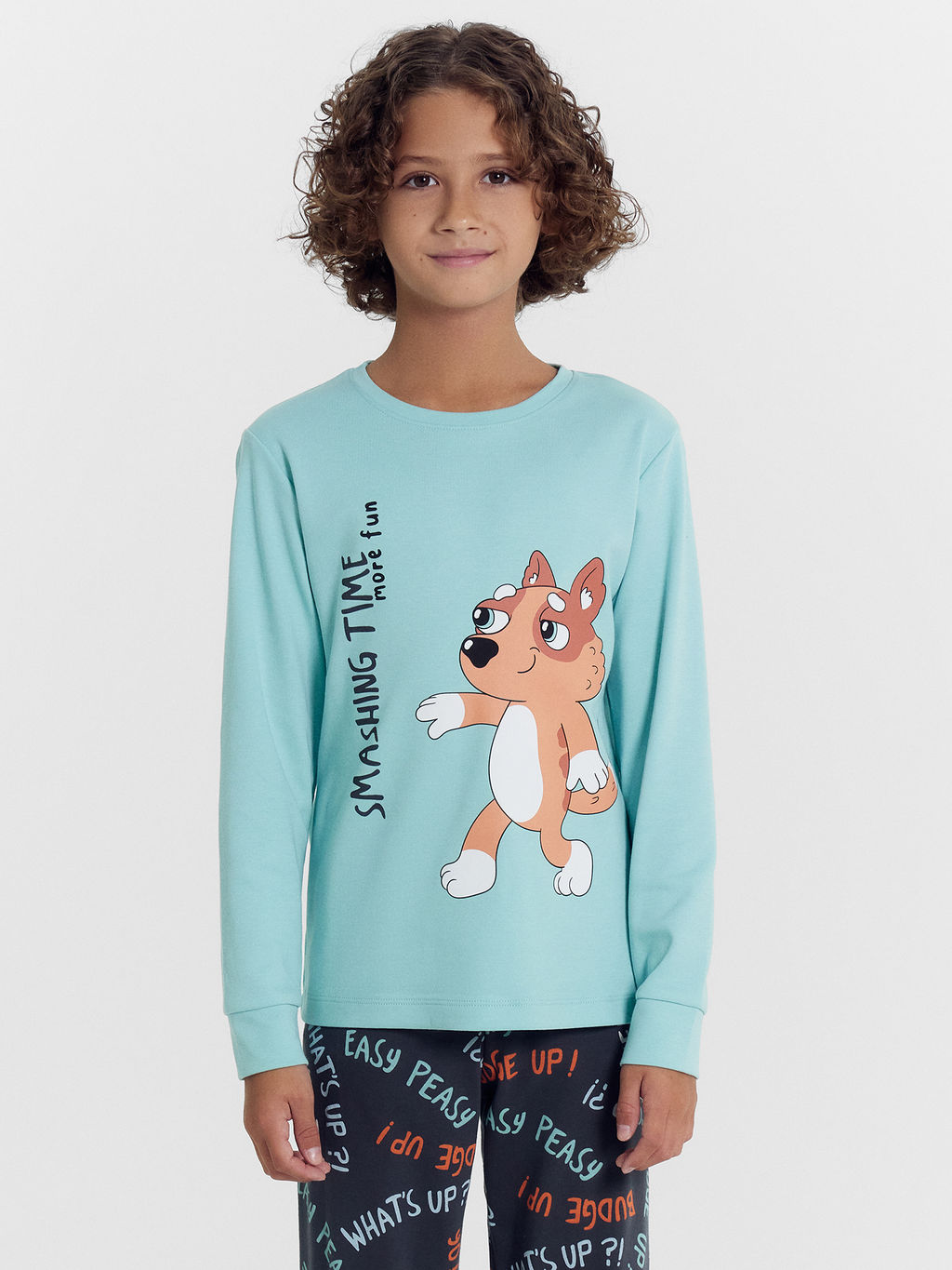 Комплект для мальчиков (джемпер, брюки) в голубом и сером цвете с печатью - Mark formelle фото 4