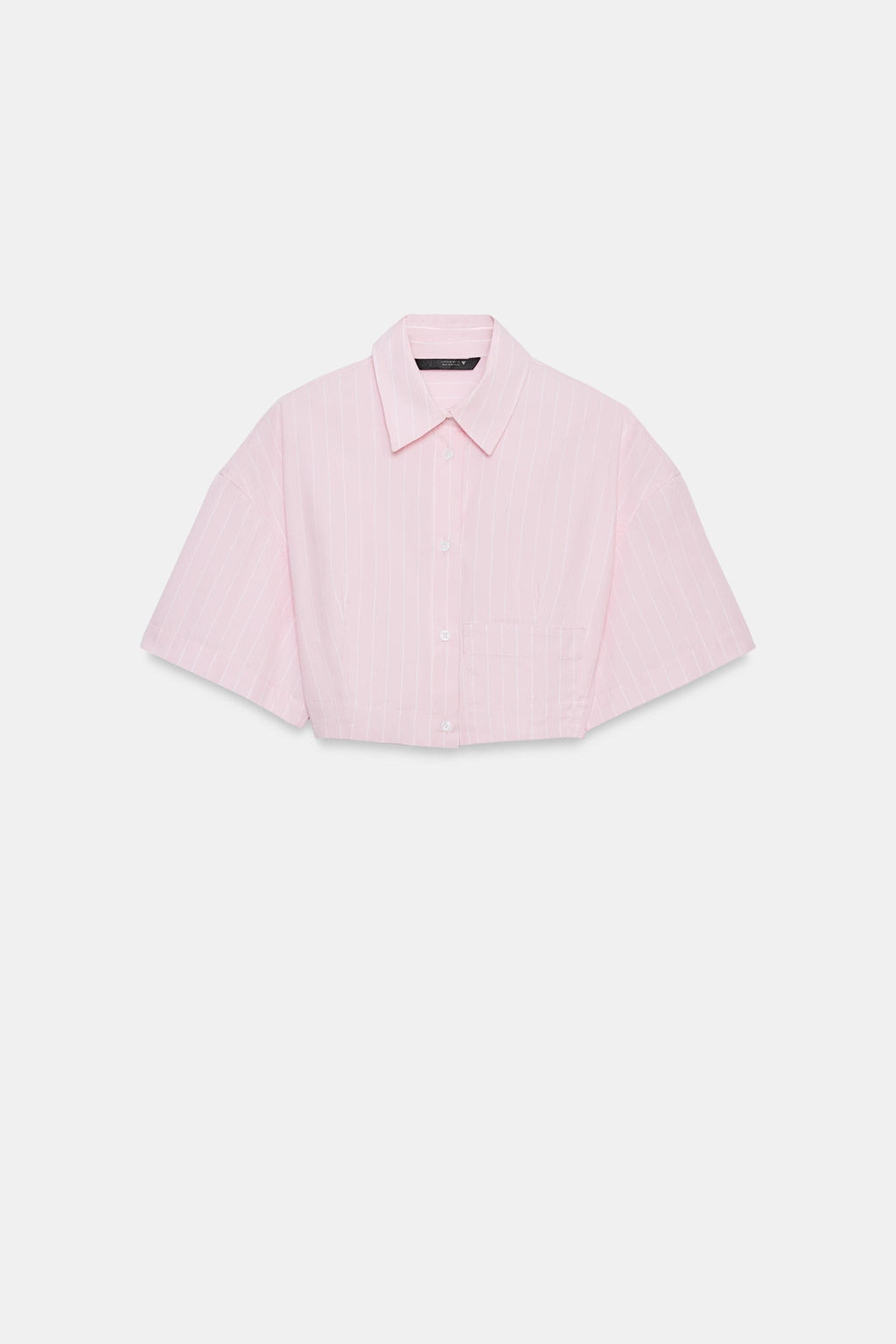 CAMISA CROP POPEL?N RAYAS / Rosa / Blanco