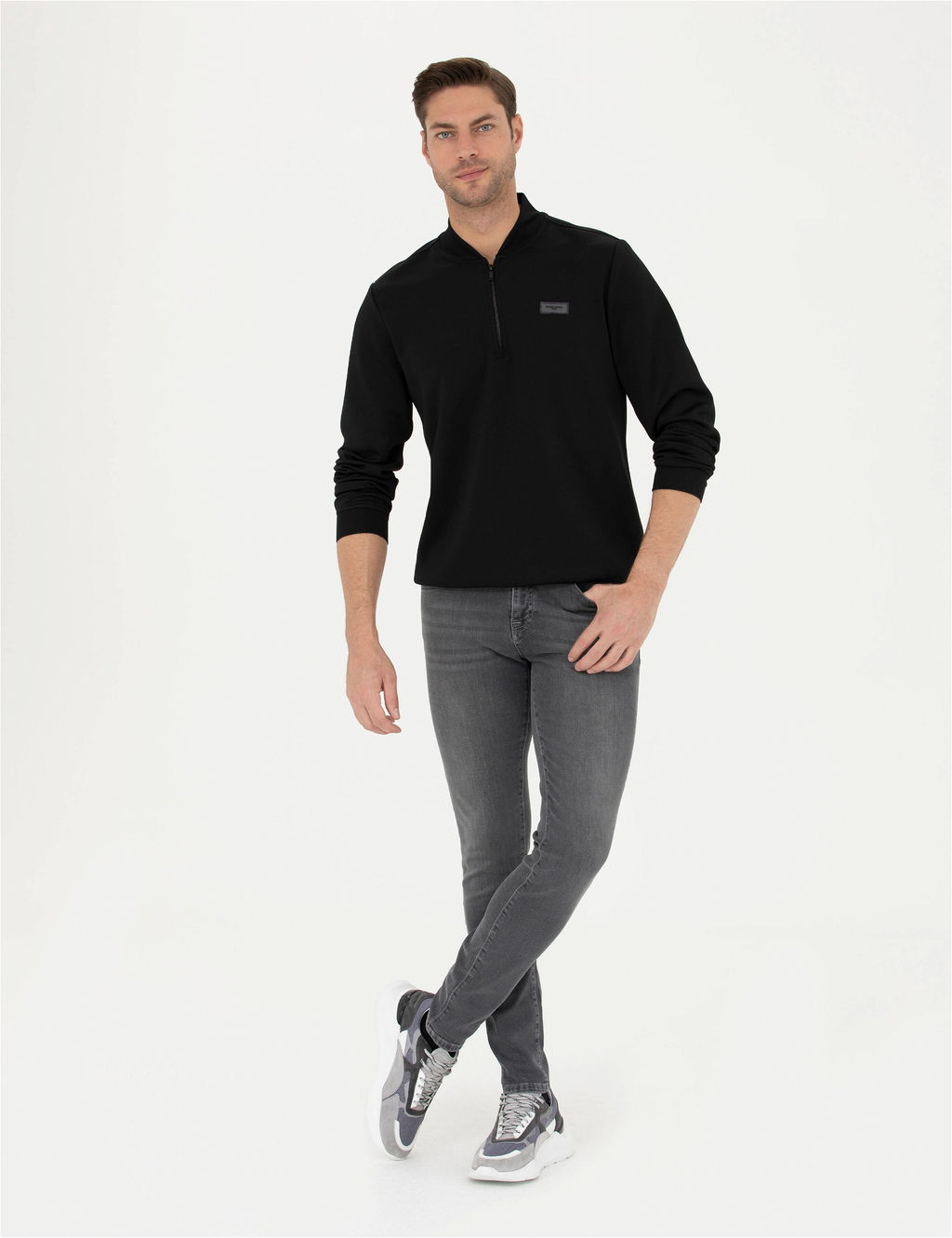 Siyah Regular Fit Sweatshirt - Pierre cardin фото 4