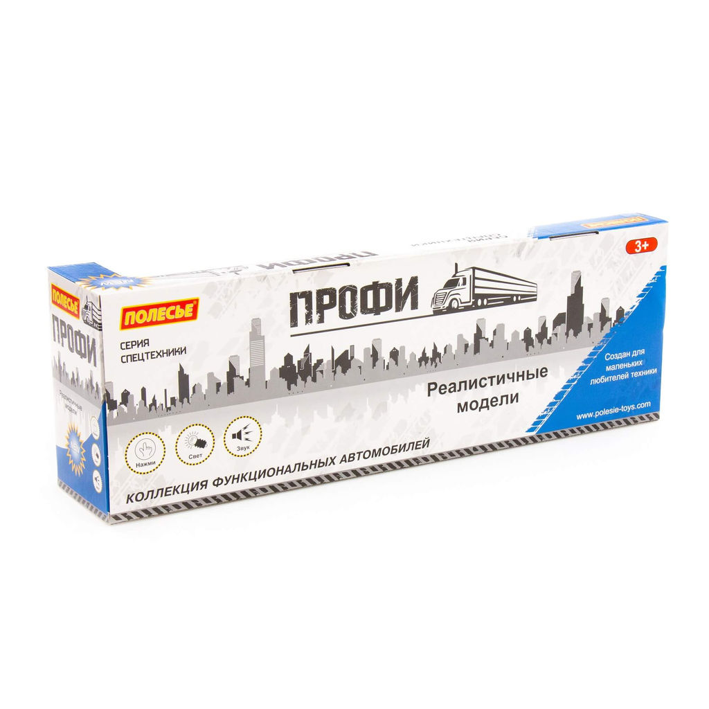 Профи, автомобиль бортовой с прицепом инерционный (со светом и звуком) (синий) (в коробке) - Полесье фото 6