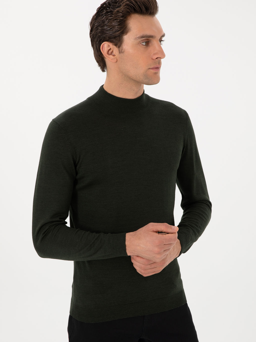 Haki Slim Fit Basic Kazak - Cacharel фото 3