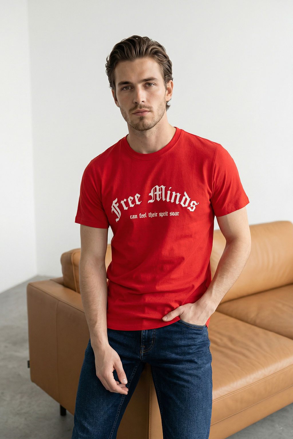 Siyah-K?rm?z? 2li Paket Regular/Normal Kal?p Bask?l? %100 Pamuk T-Shirt TMNSS26TS00043