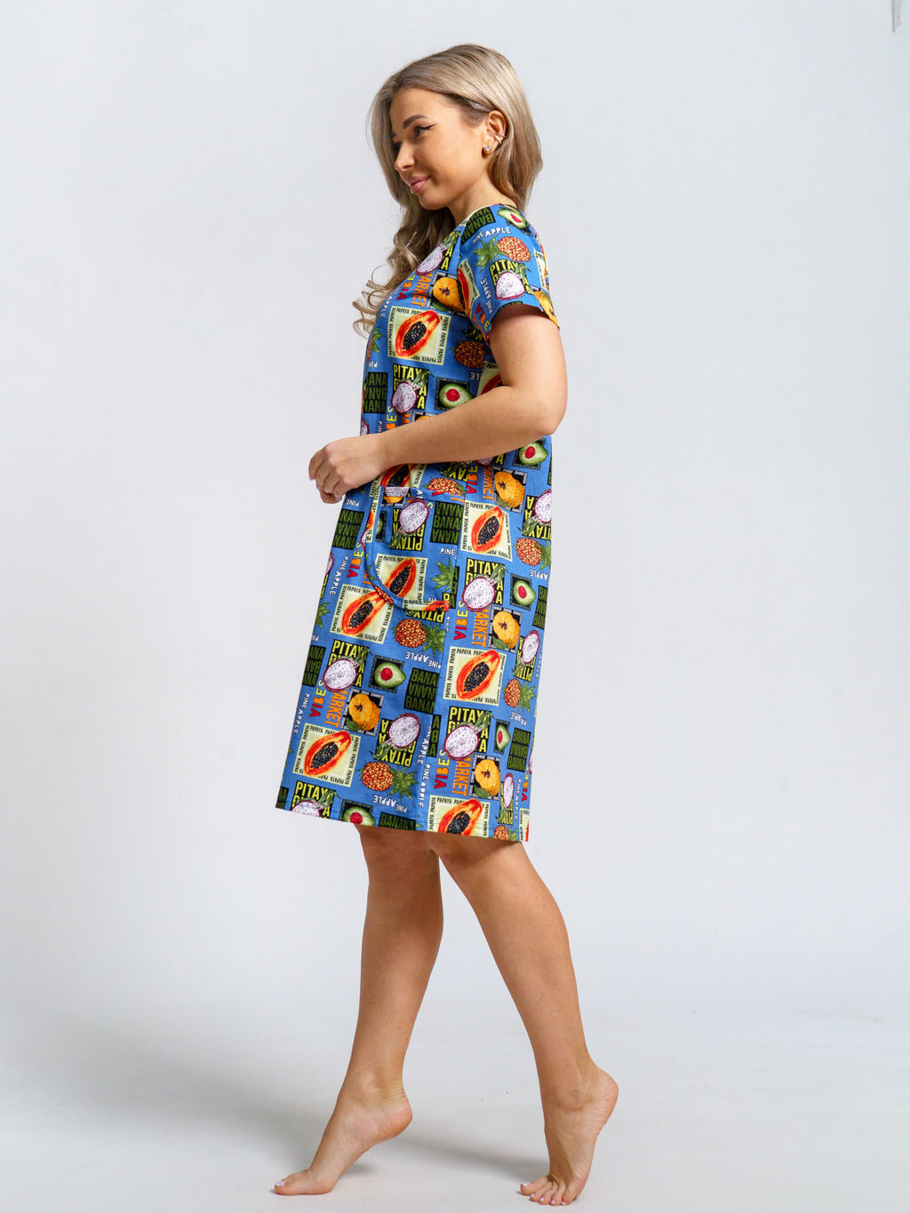 924 Халат "Тропики/голубой"