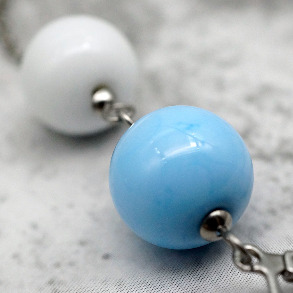 Серьги из муранского стекла LS3350/голубой,белый