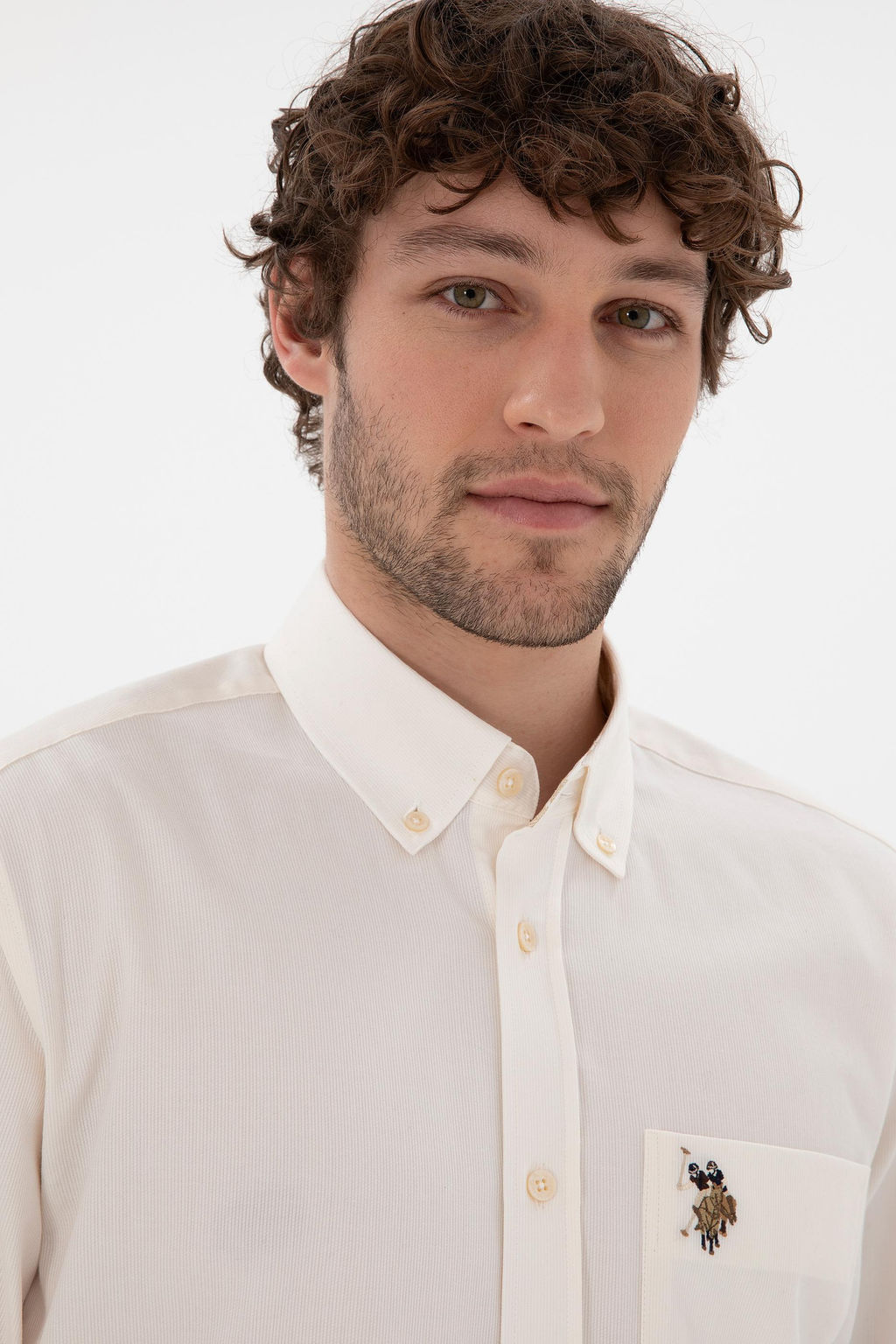 Мужская кремовая рубашка с длинным рукавом 1 бесплатно для 1 зоны в рубашках - U.s. polo assn фото 2