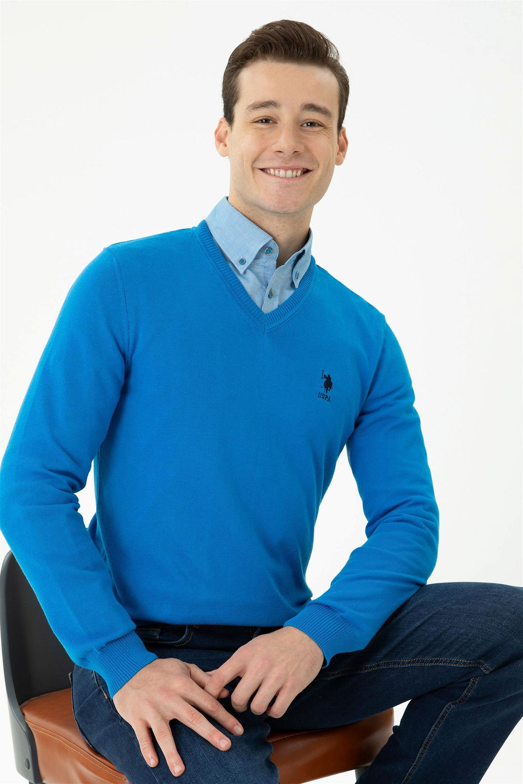 U. S. Polo Assn / Мужской кобальтово-синий базовый свитер - U.s. polo assn фото 8
