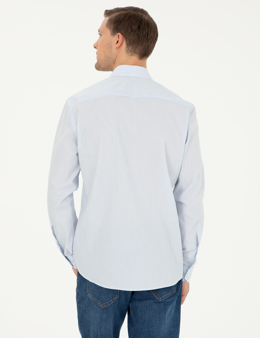 Синяя зауженная рубашка с длинным рукавом - Cacharel фото 5