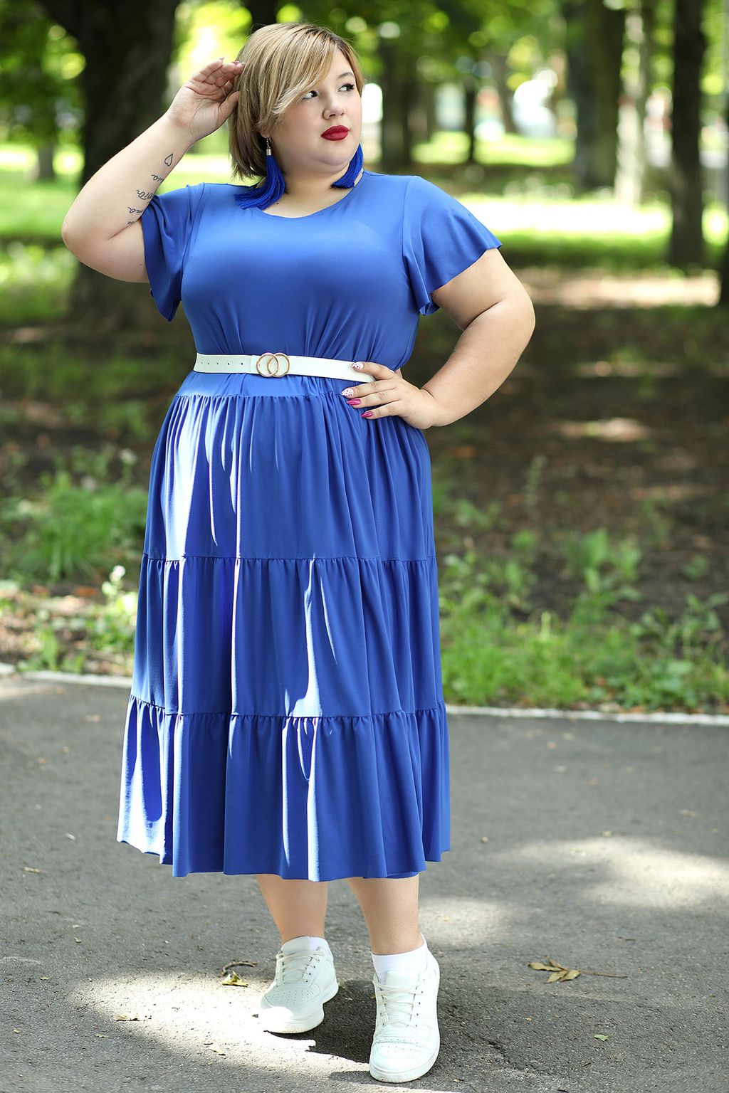 Платье цвета электрик красивое летнее повседневное - Almond фото 4