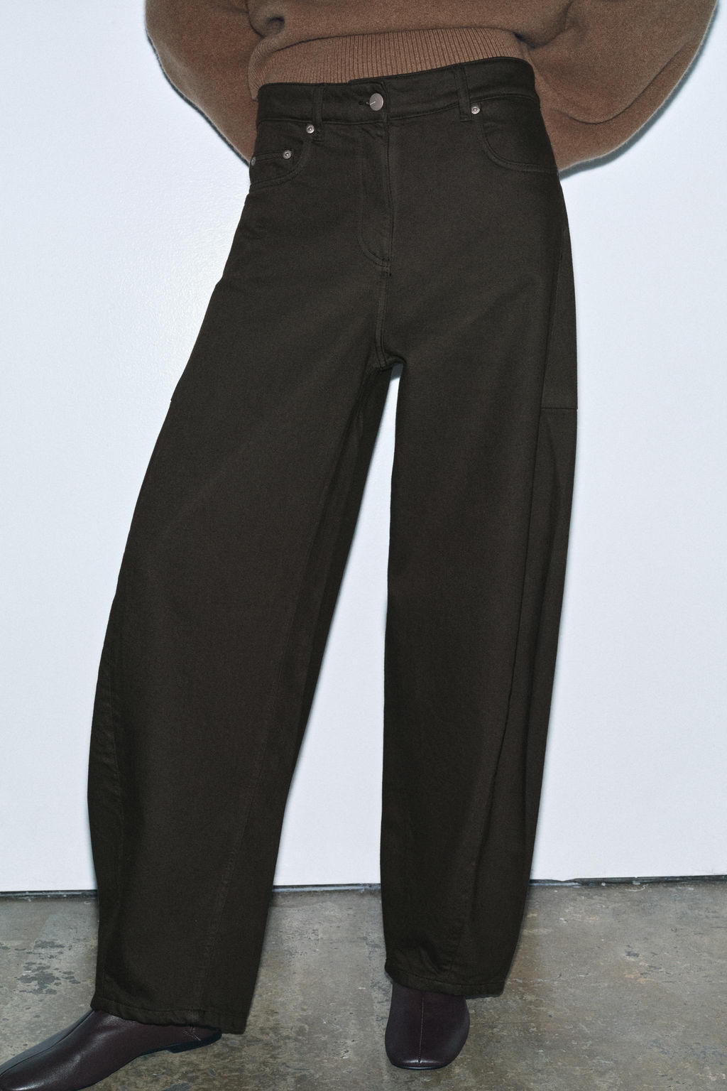 ZW COLLECTION BALLOON MID-WAIST JEANS - Zara фото 5