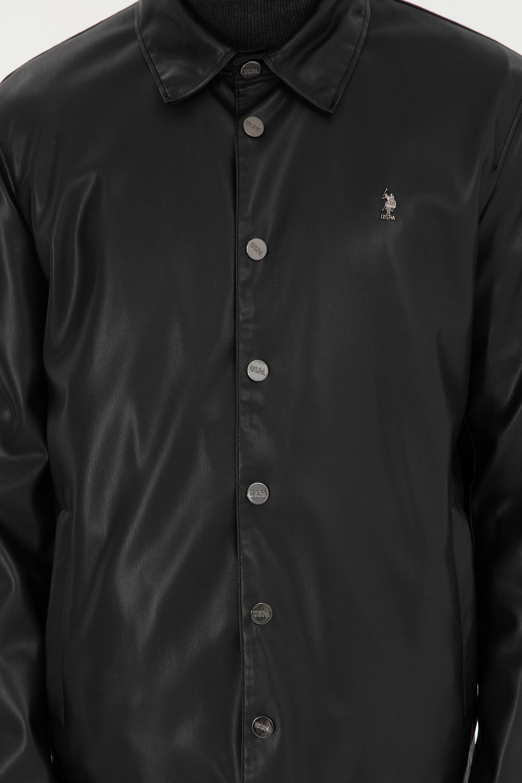 Мужская черная кожаная куртка Неожиданная скидка в корзине - U.s. polo assn фото 7