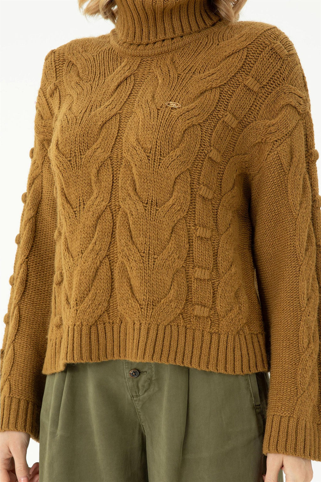 Женский легкий свитер с водолазкой цвета хаки - U.s. polo assn фото 13