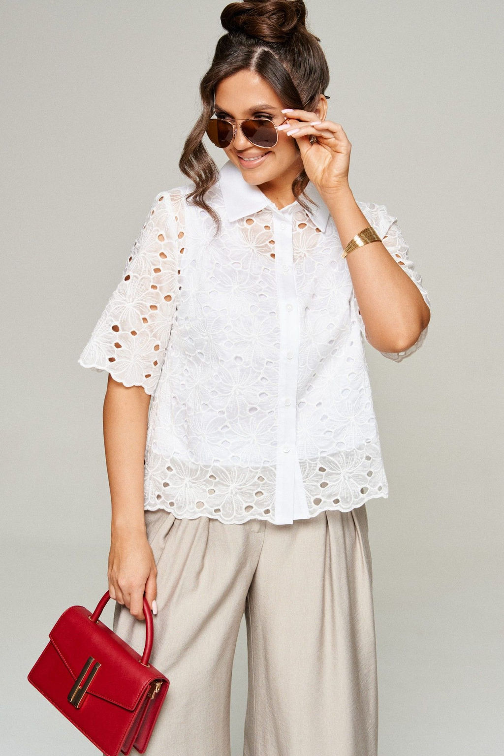 Комплект 6323 белый+песок, Брюки, Блуза - B&F фото 6