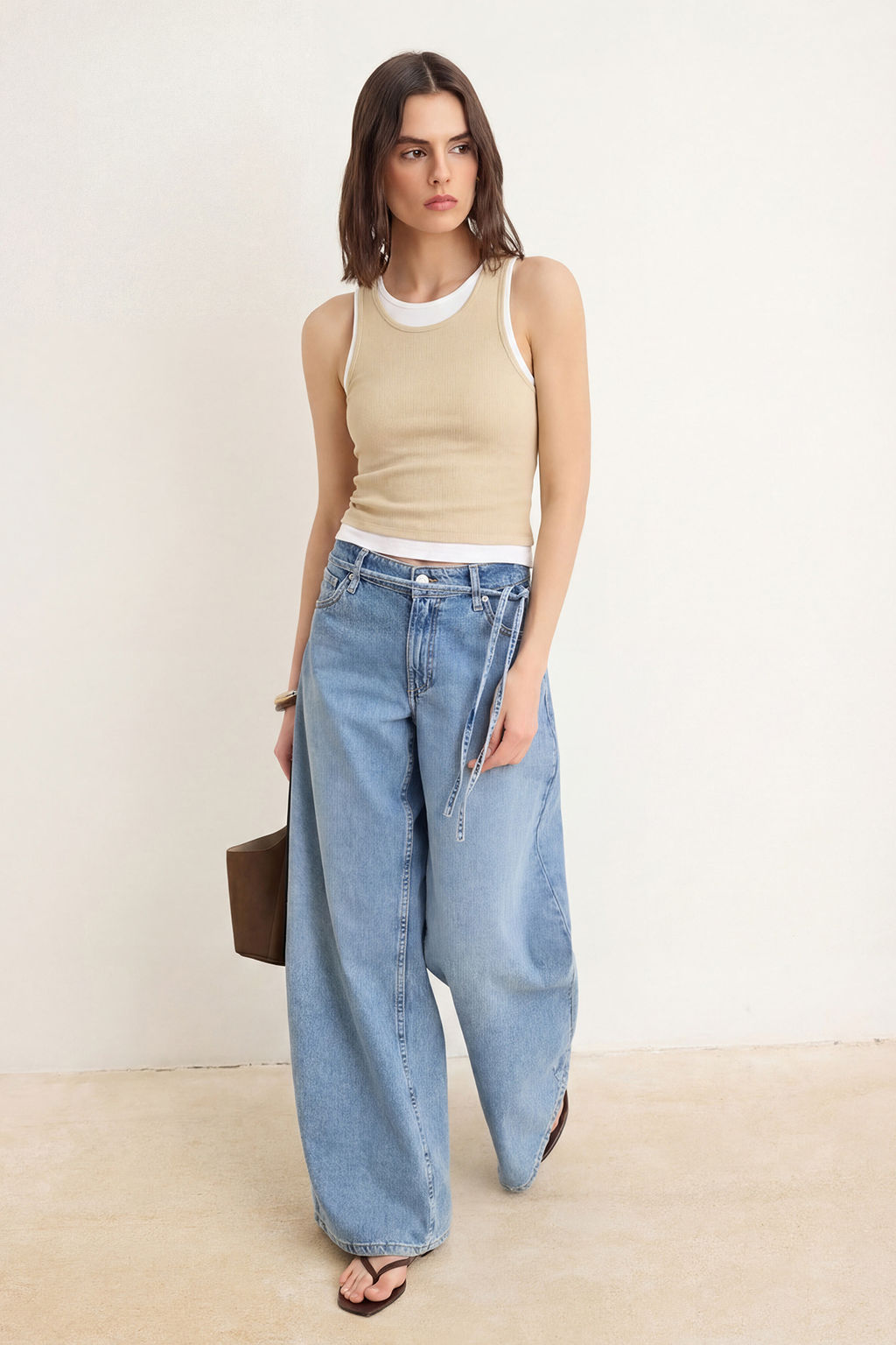 Wardrobe Essentials-Bej _ift Katl_ Fitted/V_cuda Oturan Kolsuz Esnek _rme Atlet TWOSS26AL00009 - Trendyolmilla фото 2