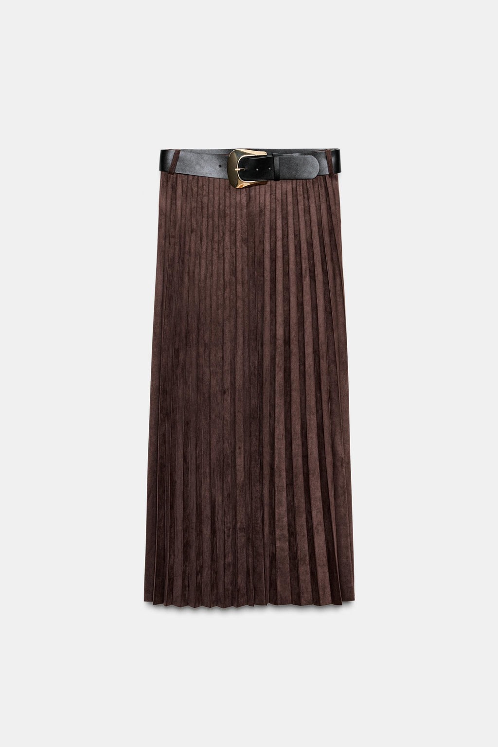PLEATED FAUX SUEDE MIDI SKIRT WITH BELT - Zara фото 5